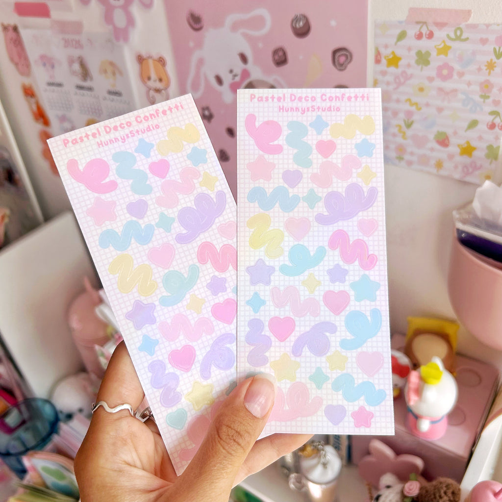 Pastel Deco Confetti vinyl holographic sticker sheet
