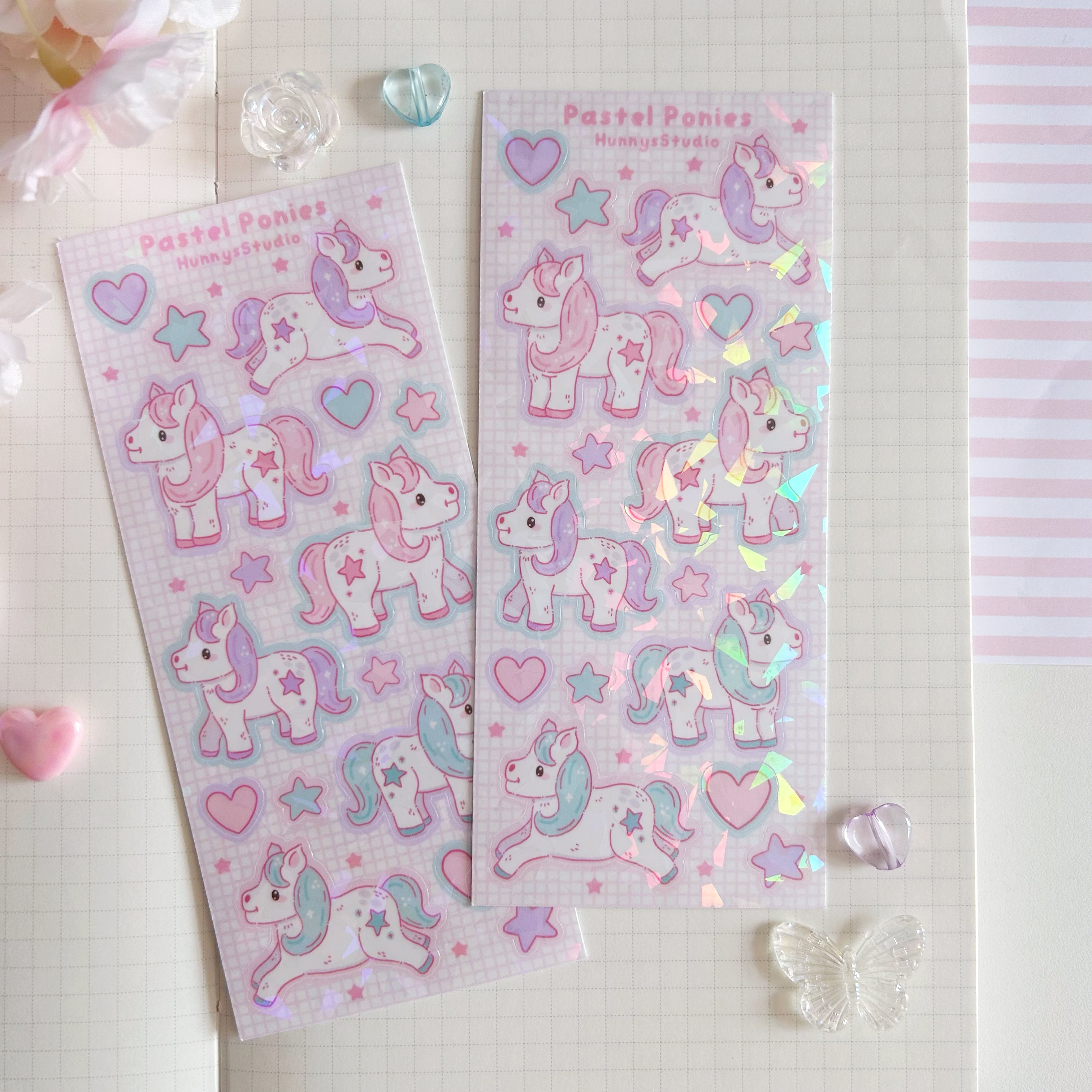 Pastel Ponies vinyl holographic sticker sheet