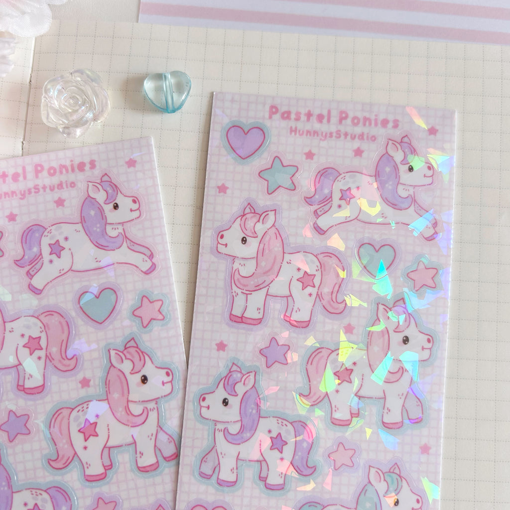 Pastel Ponies vinyl holographic sticker sheet