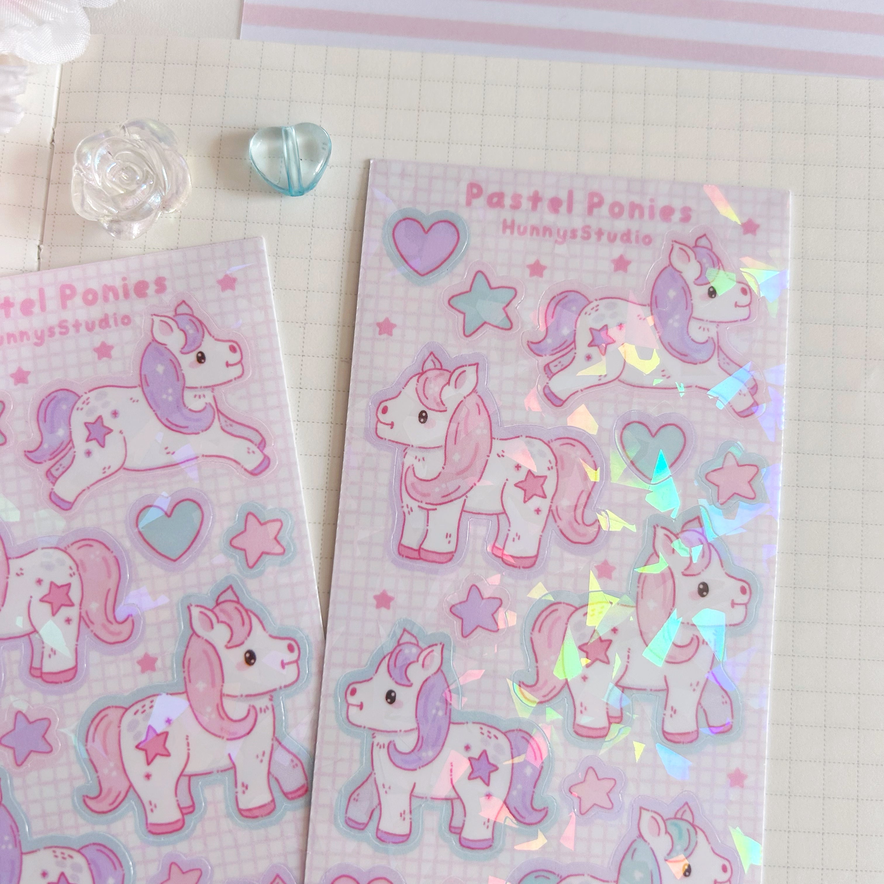 Pastel Ponies vinyl holographic sticker sheet