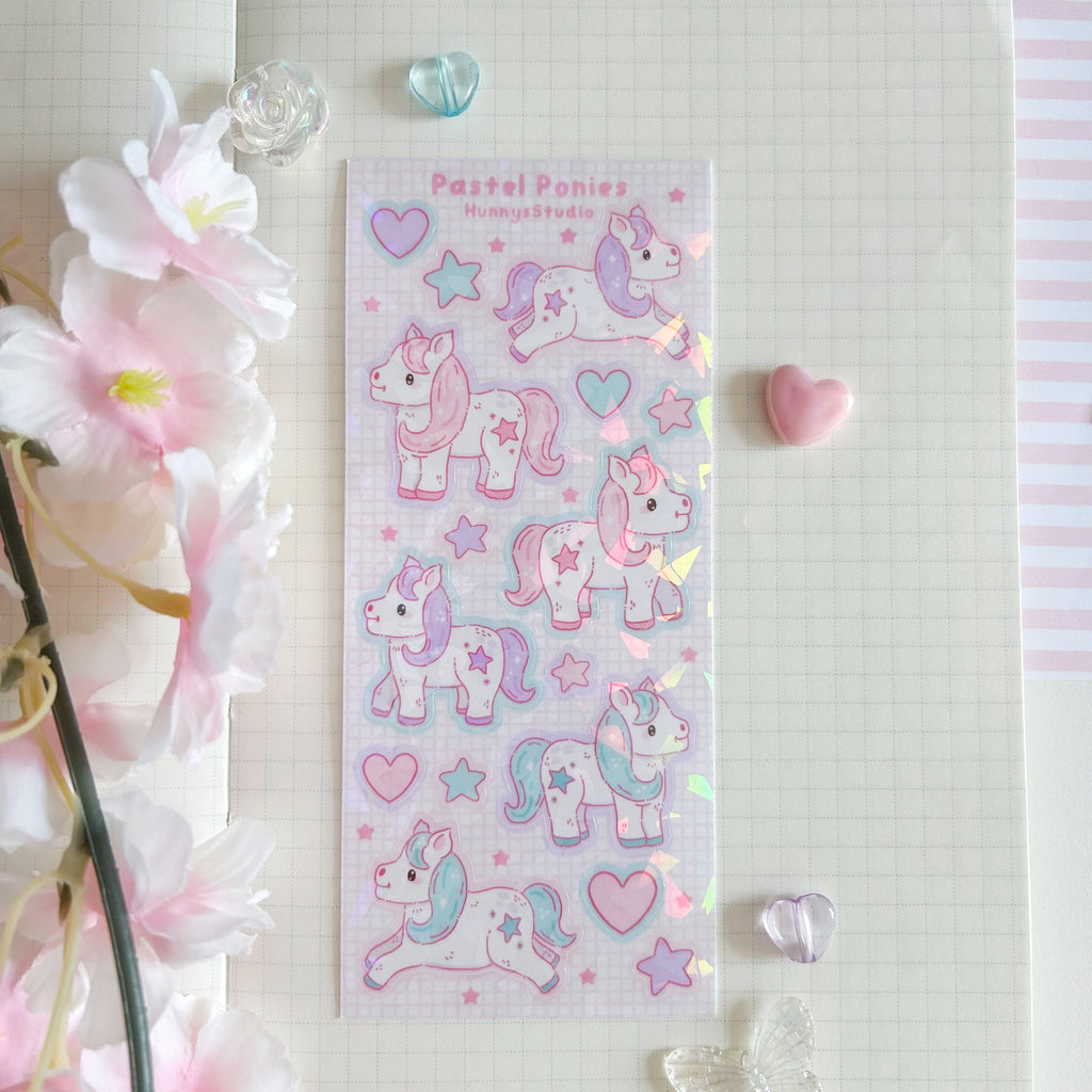 Pastel Ponies vinyl holographic sticker sheet