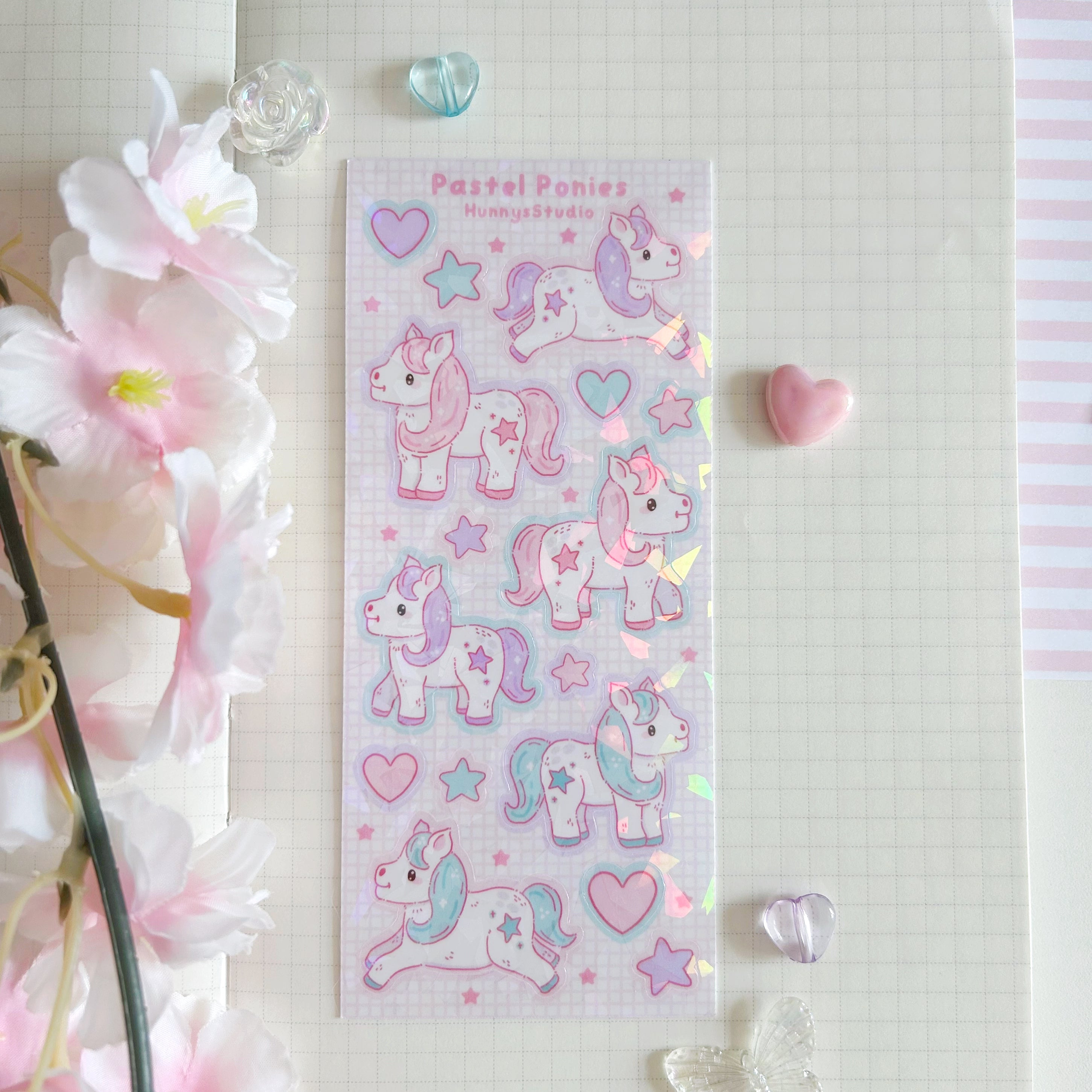 Pastel Ponies vinyl holographic sticker sheet