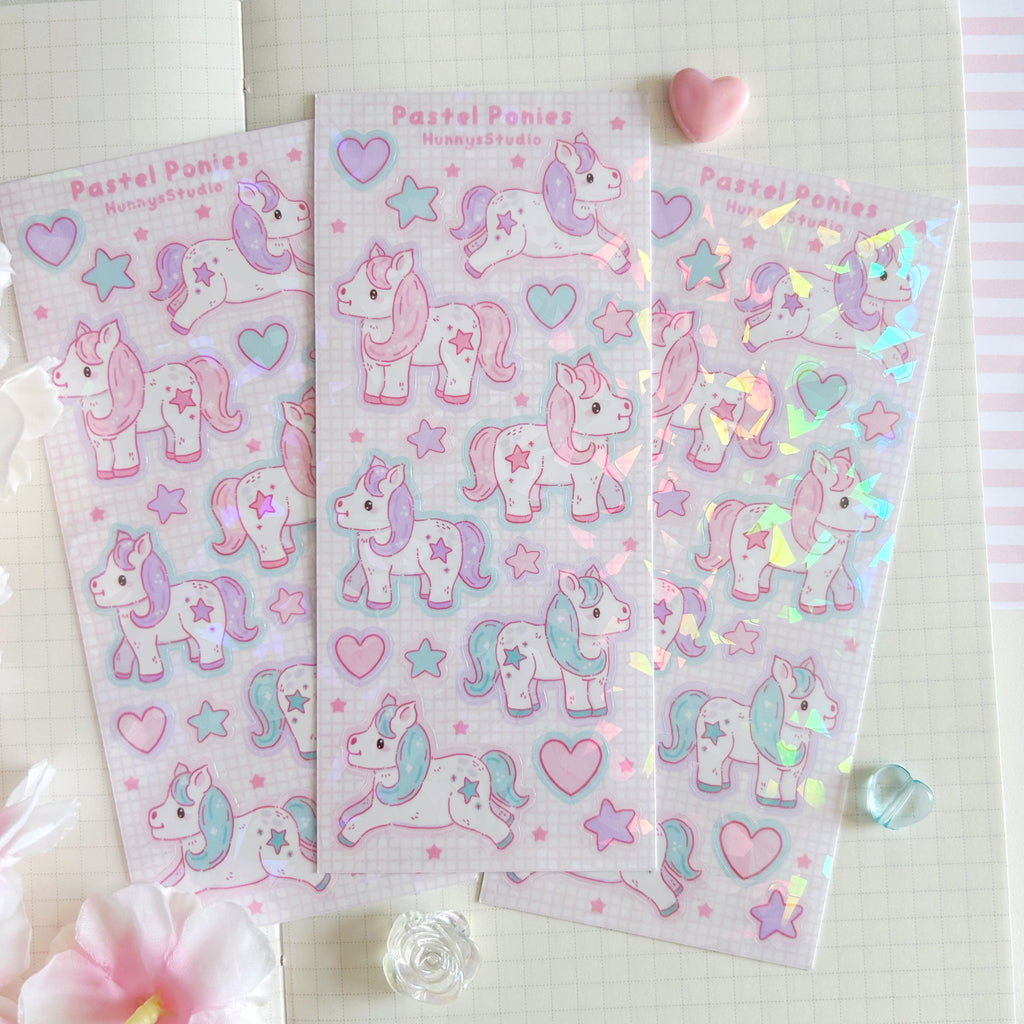Pastel Ponies vinyl holographic sticker sheet