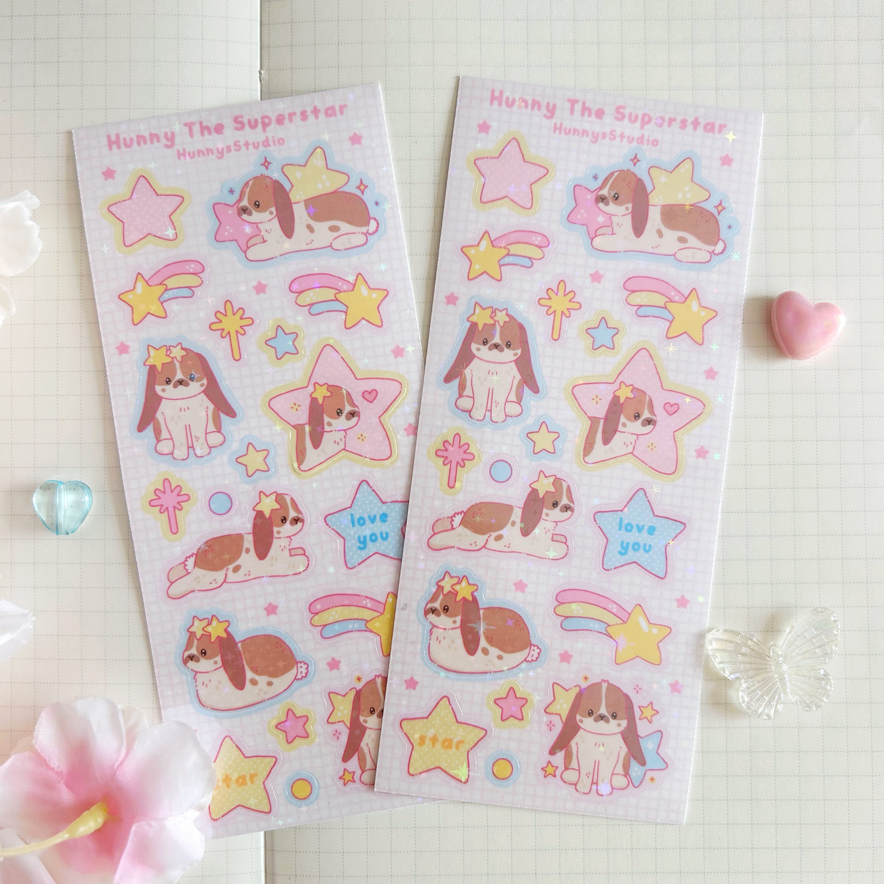 Hunny the Superstar vinyl holographic sticker sheet