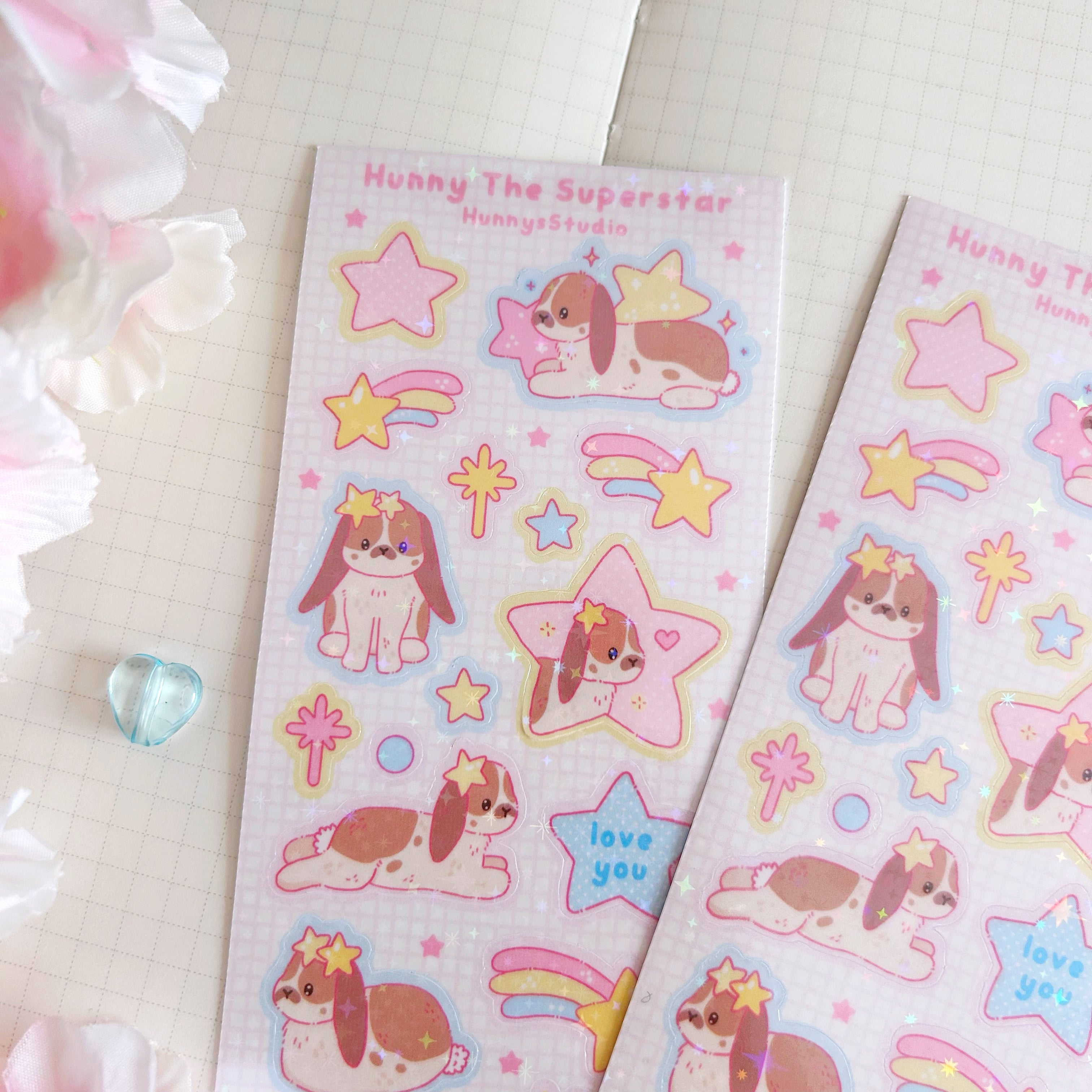 Hunny the Superstar vinyl holographic sticker sheet