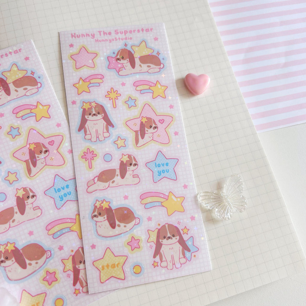 Hunny the Superstar vinyl holographic sticker sheet