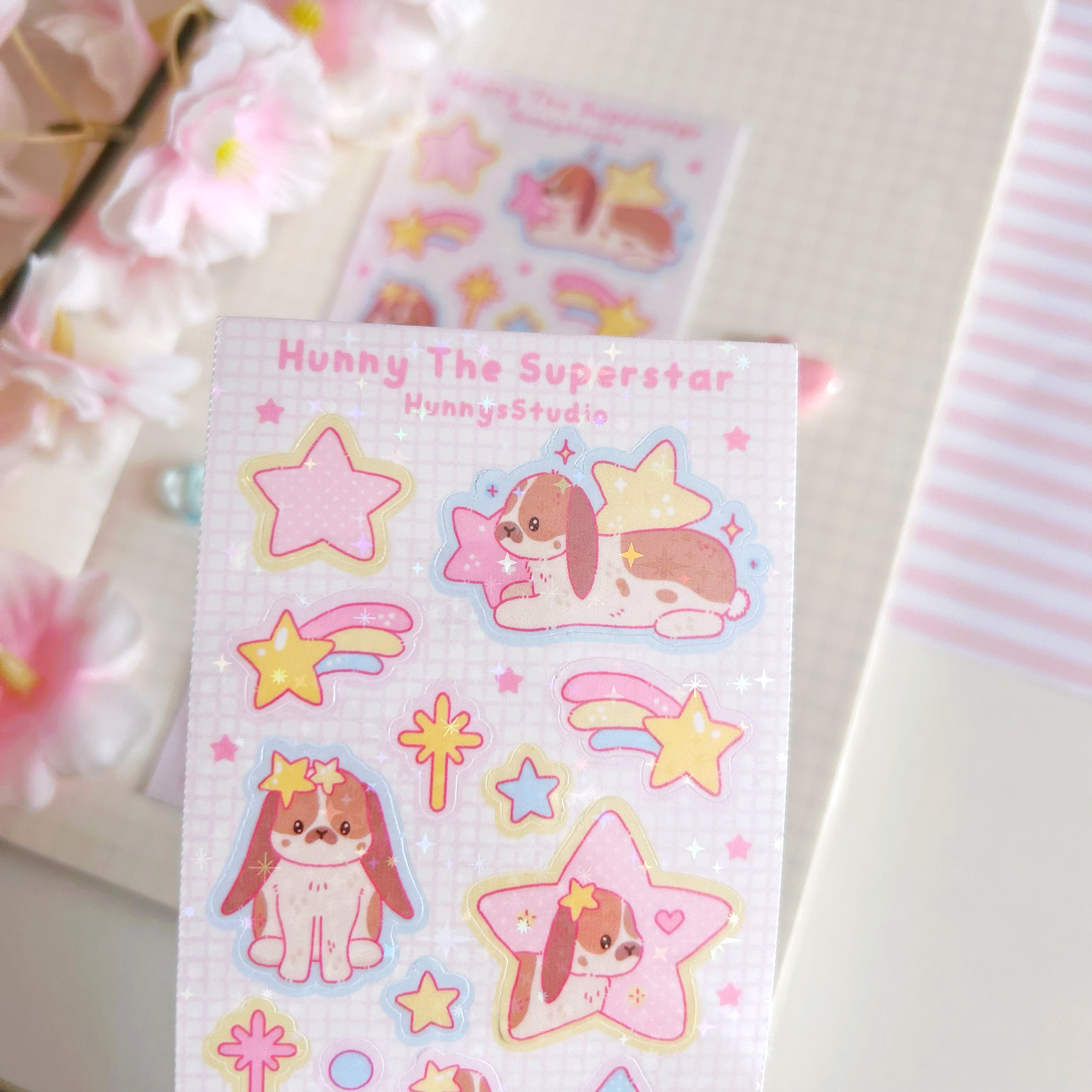Hunny the Superstar vinyl holographic sticker sheet