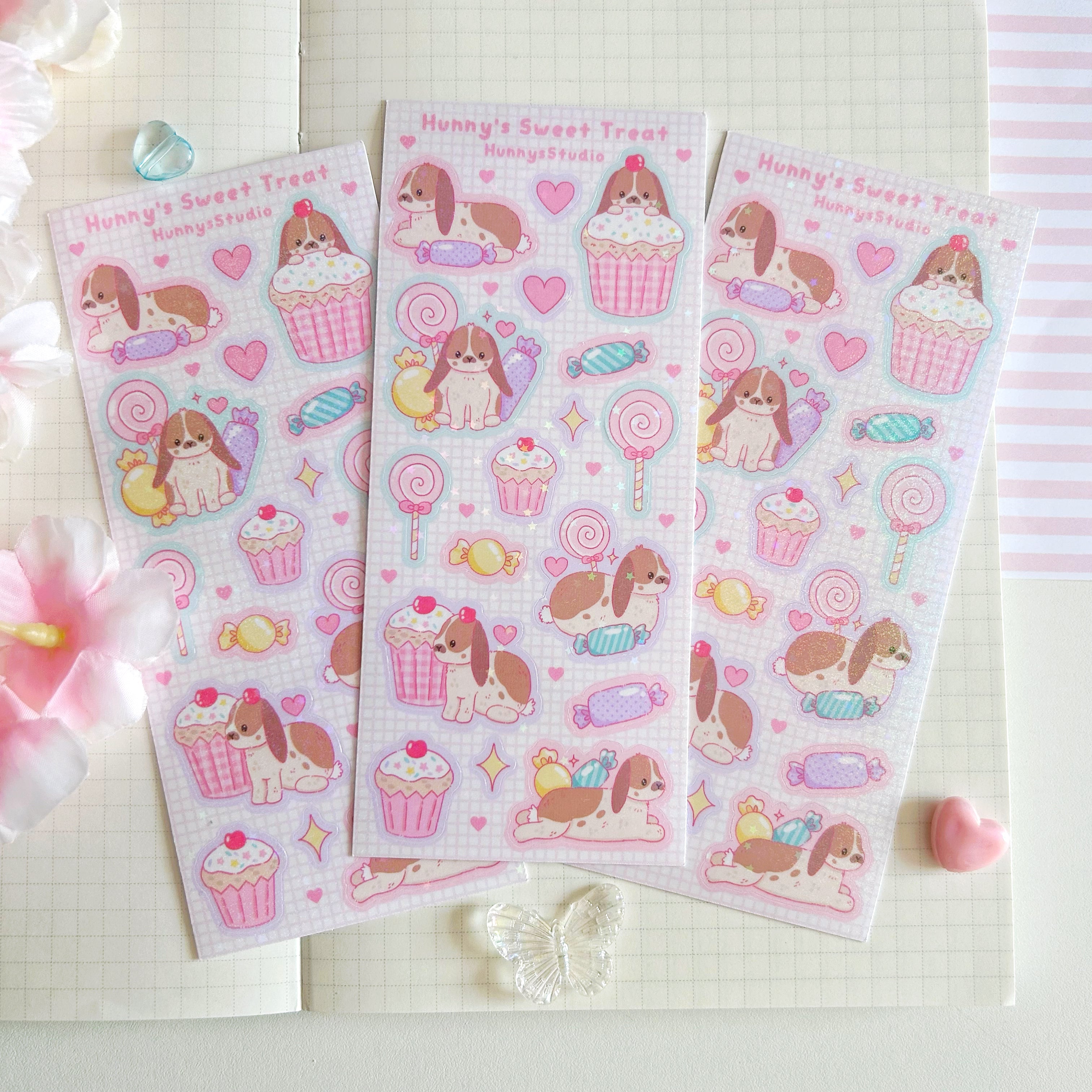 Hunny's Sweet Treat vinyl holographic sticker sheet