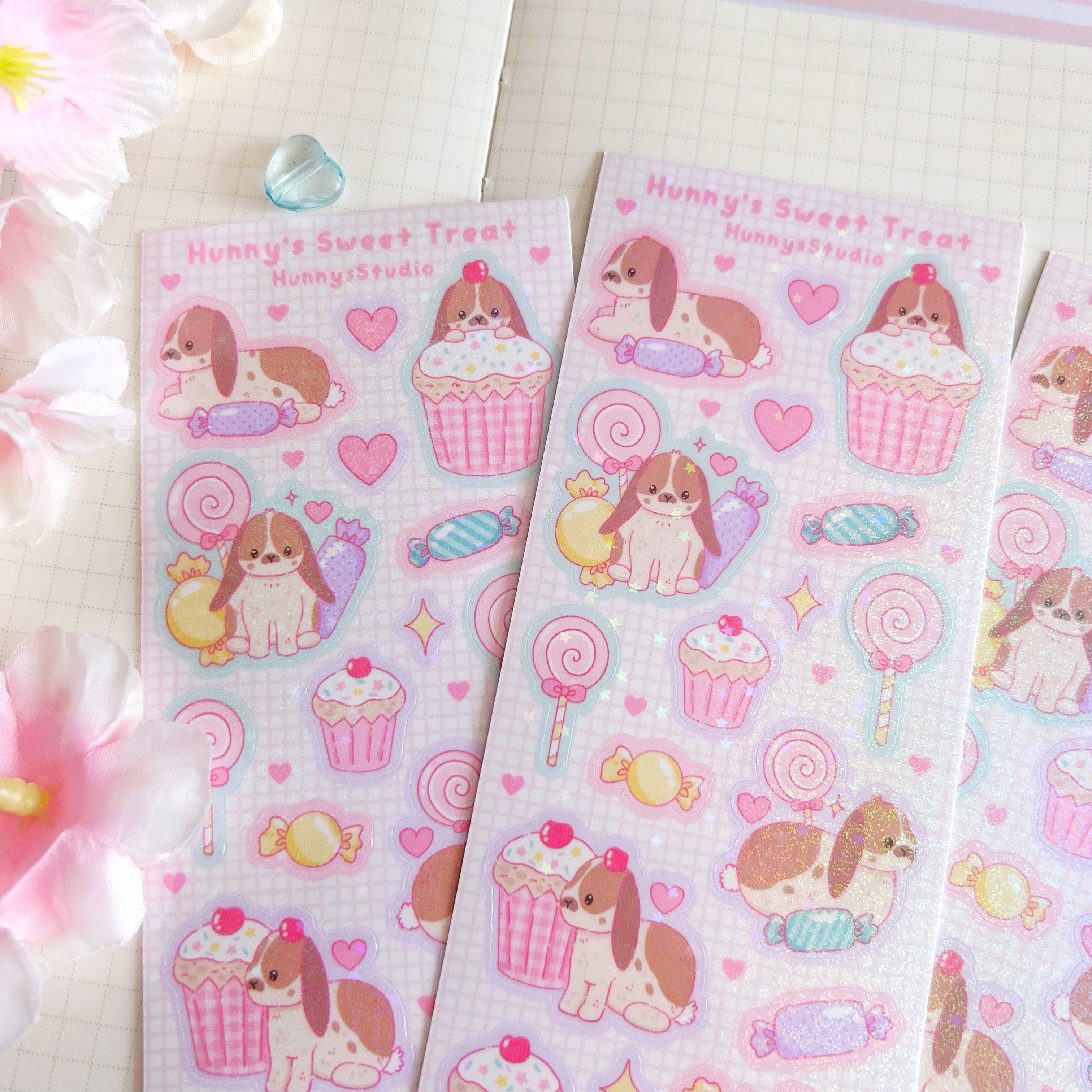 Hunny's Sweet Treat vinyl holographic sticker sheet