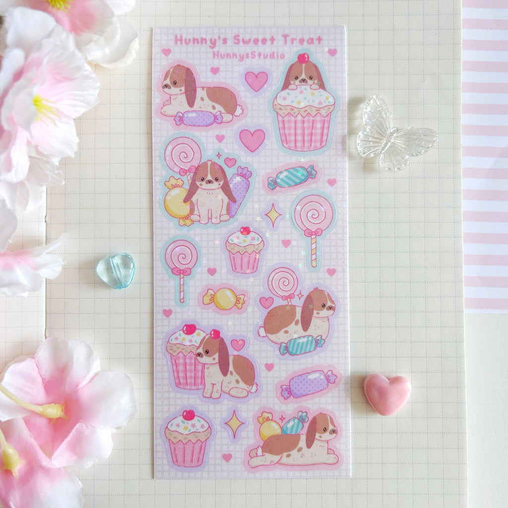 Hunny's Sweet Treat vinyl holographic sticker sheet