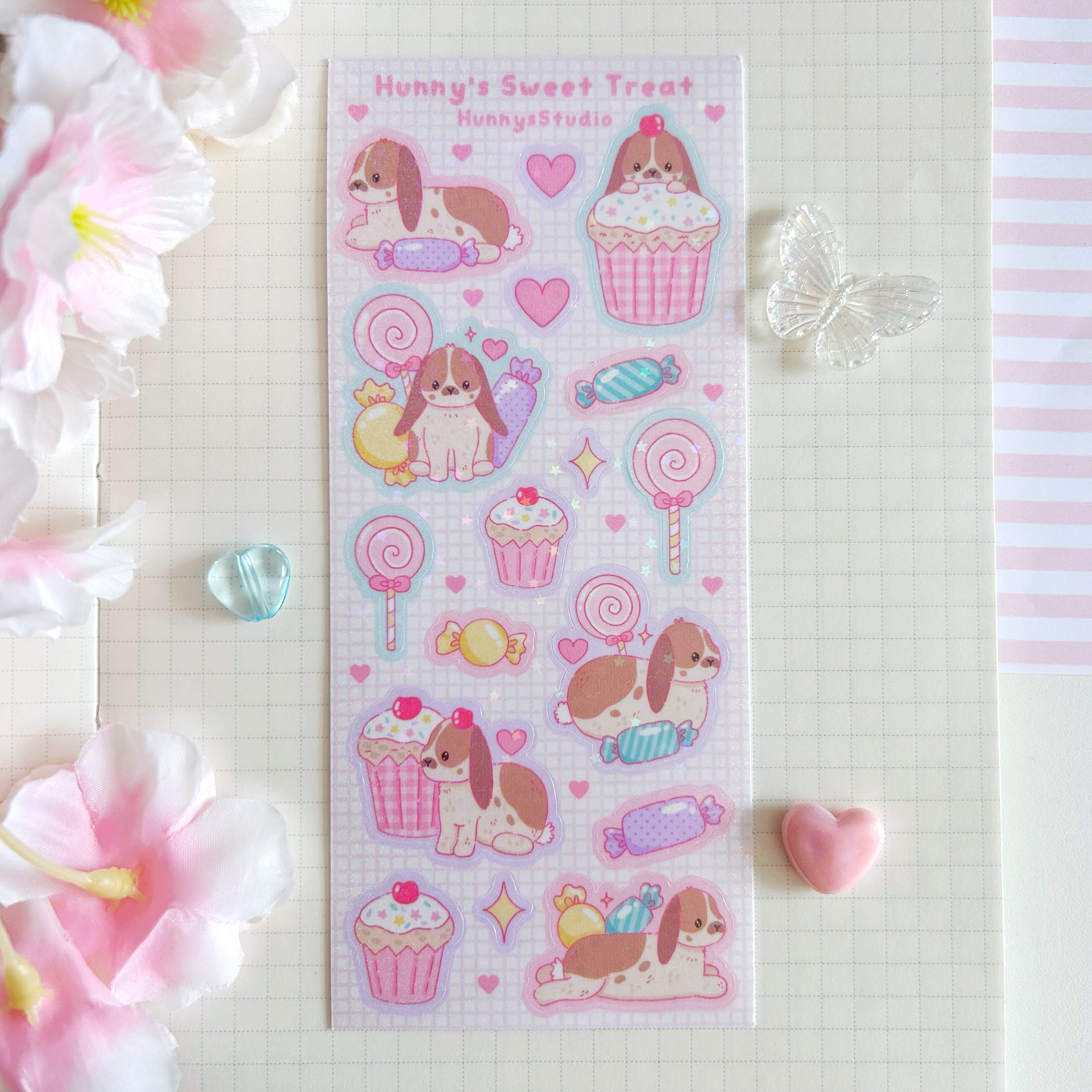 Hunny's Sweet Treat vinyl holographic sticker sheet