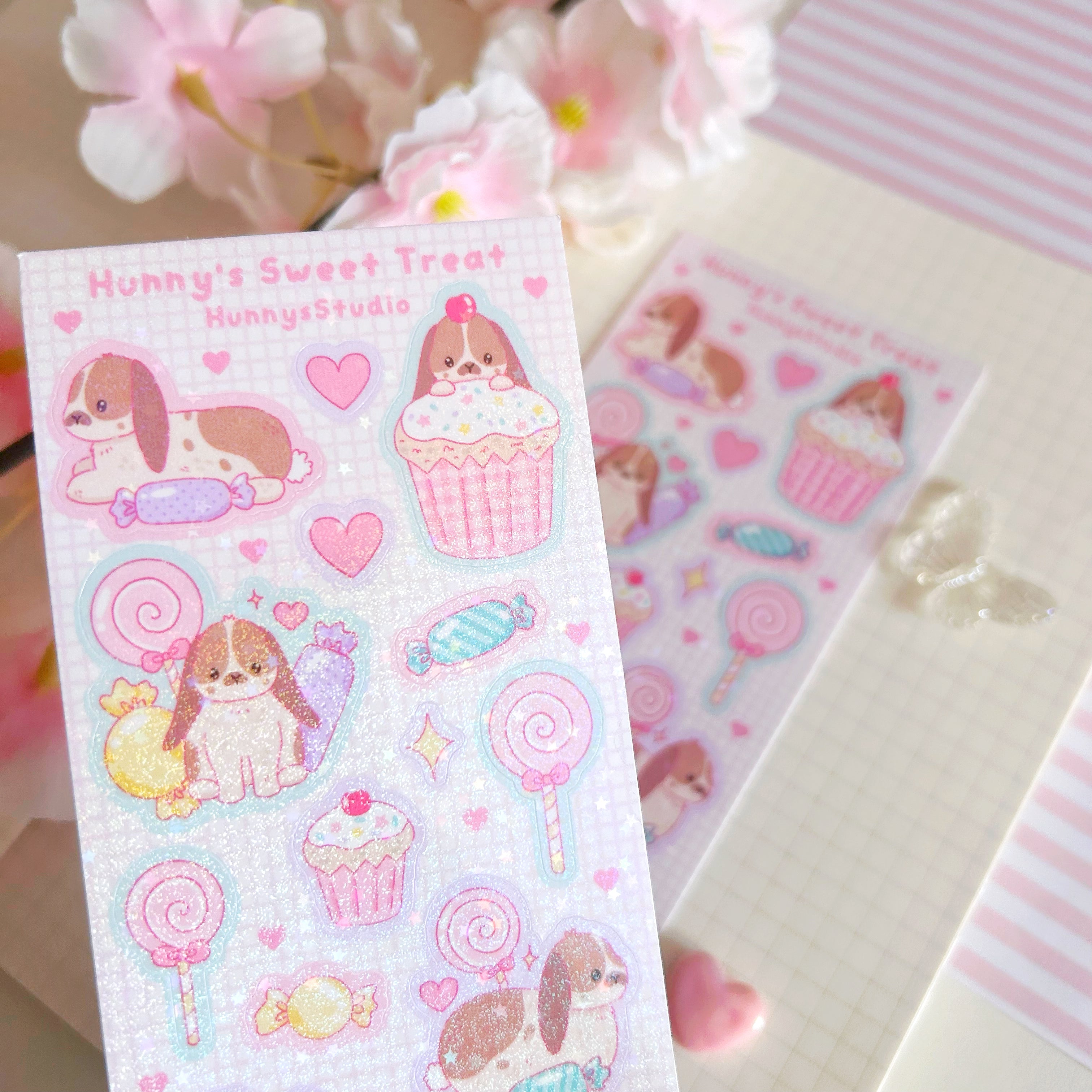 Hunny's Sweet Treat vinyl holographic sticker sheet