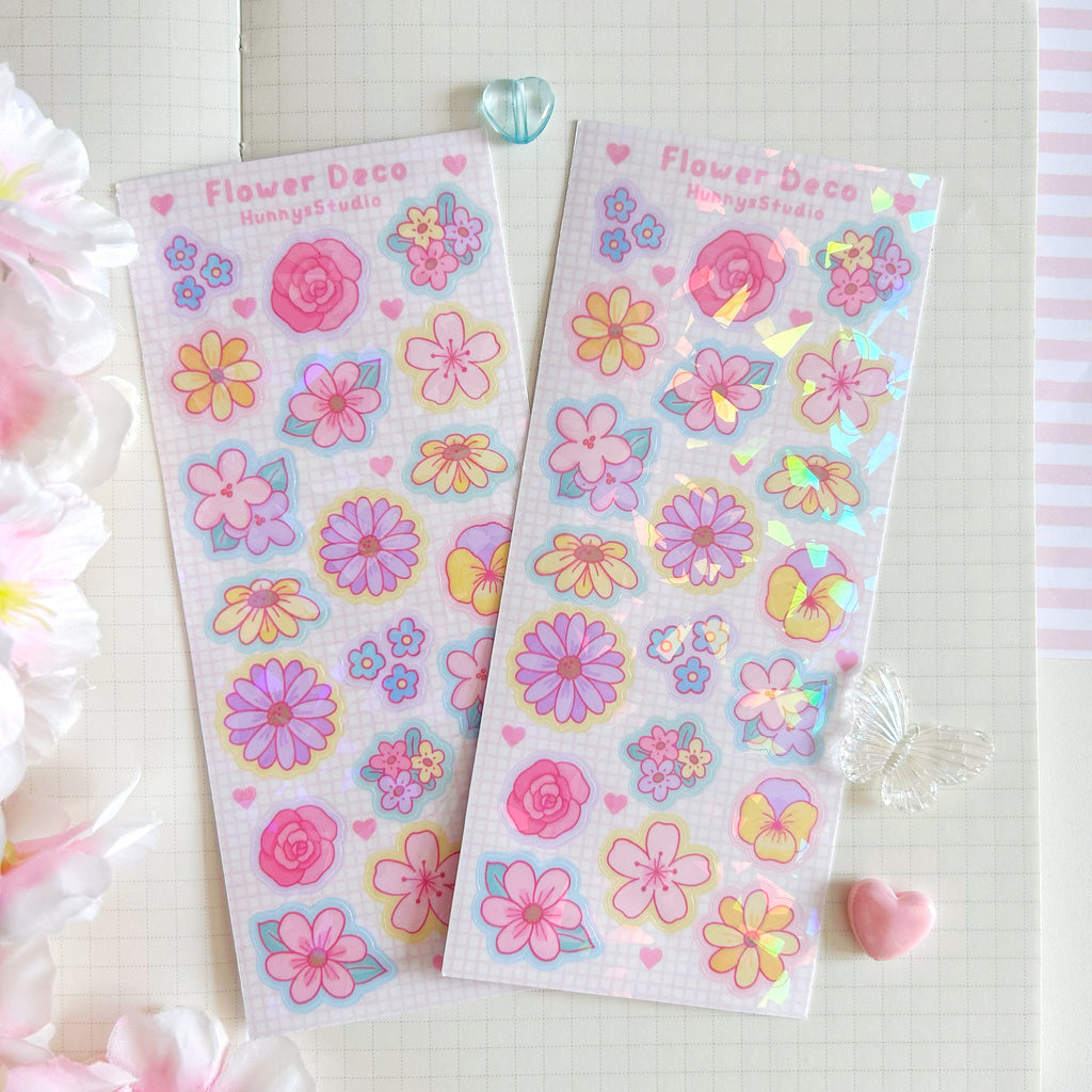 Flower Deco vinyl holographic sticker sheet