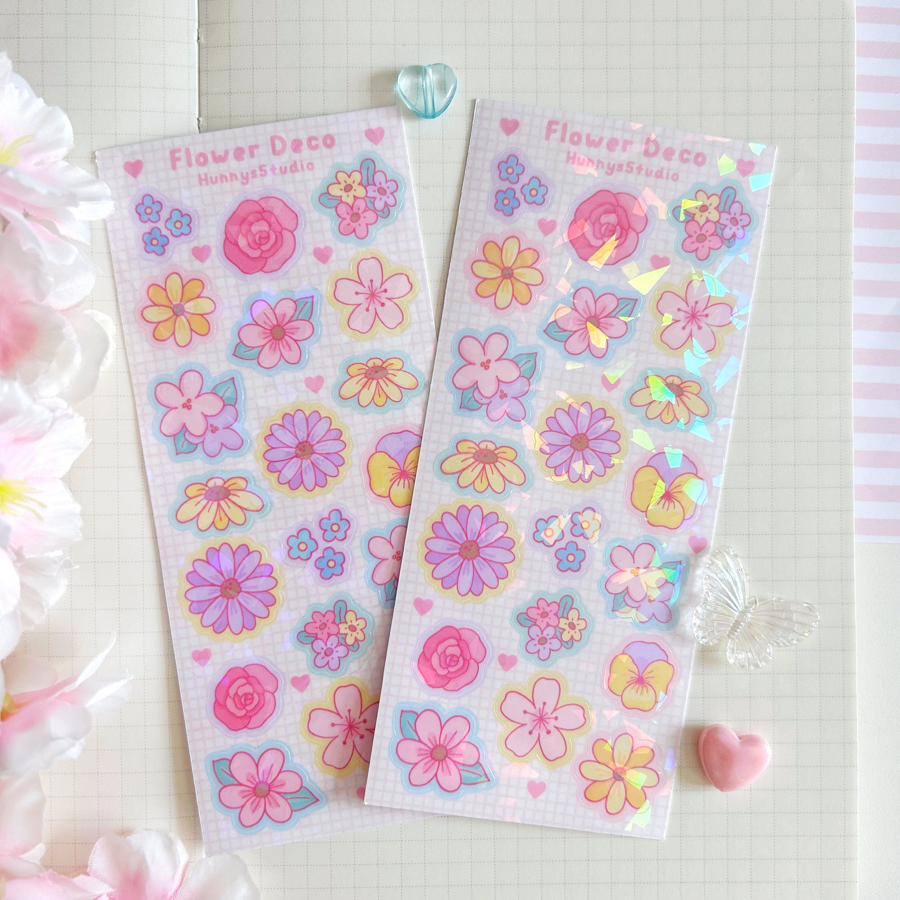 Flower Deco vinyl holographic sticker sheet