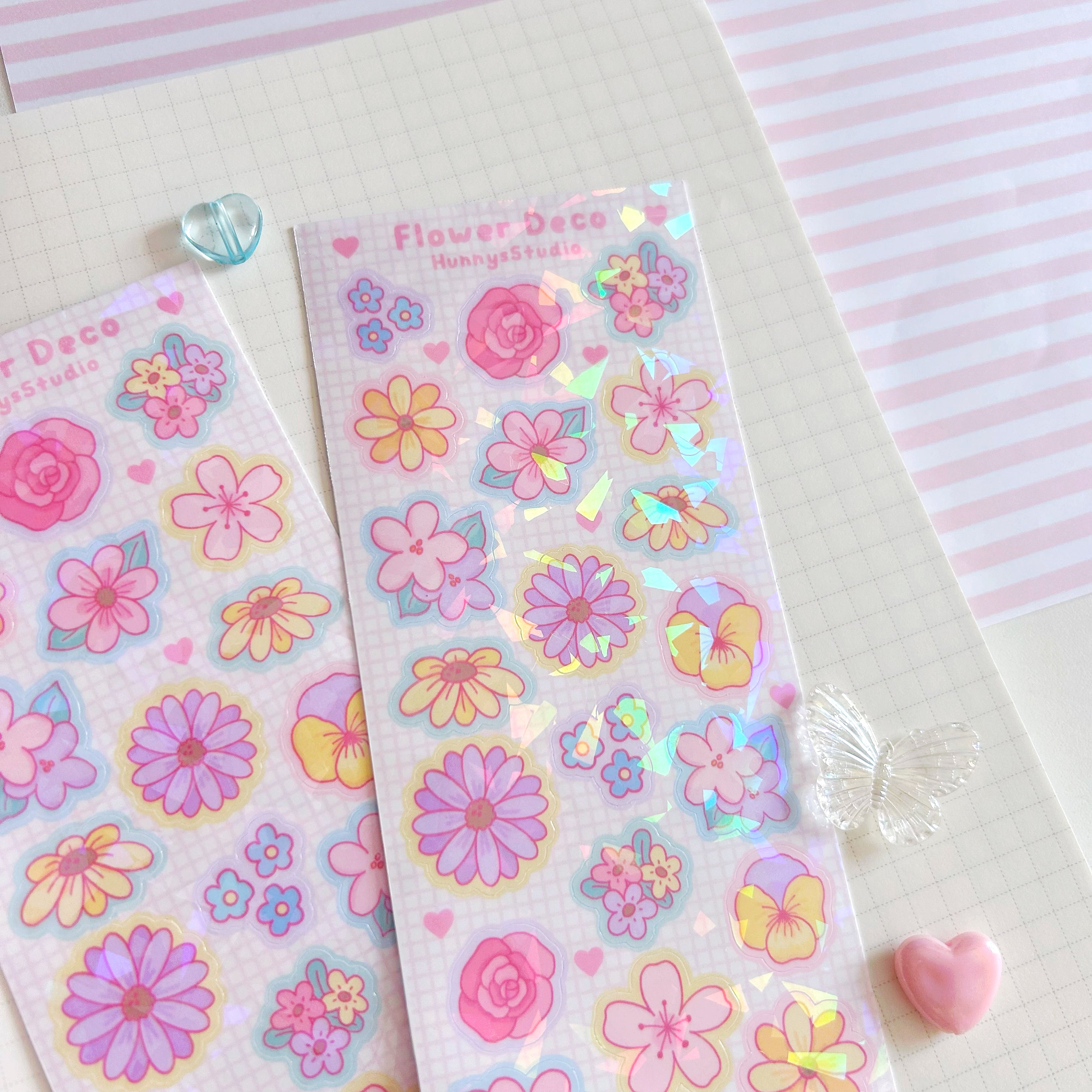 Flower Deco vinyl holographic sticker sheet