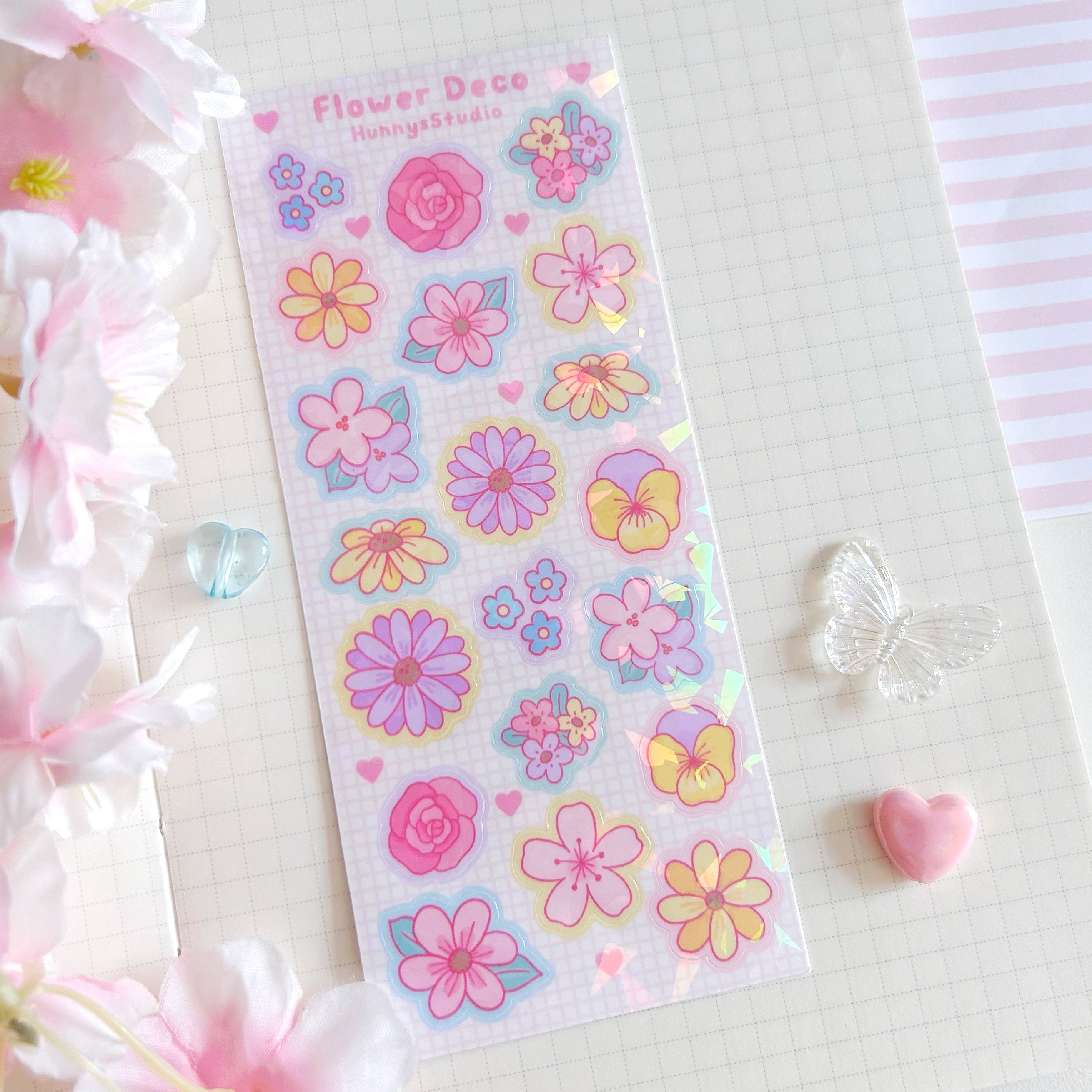 Flower Deco vinyl holographic sticker sheet