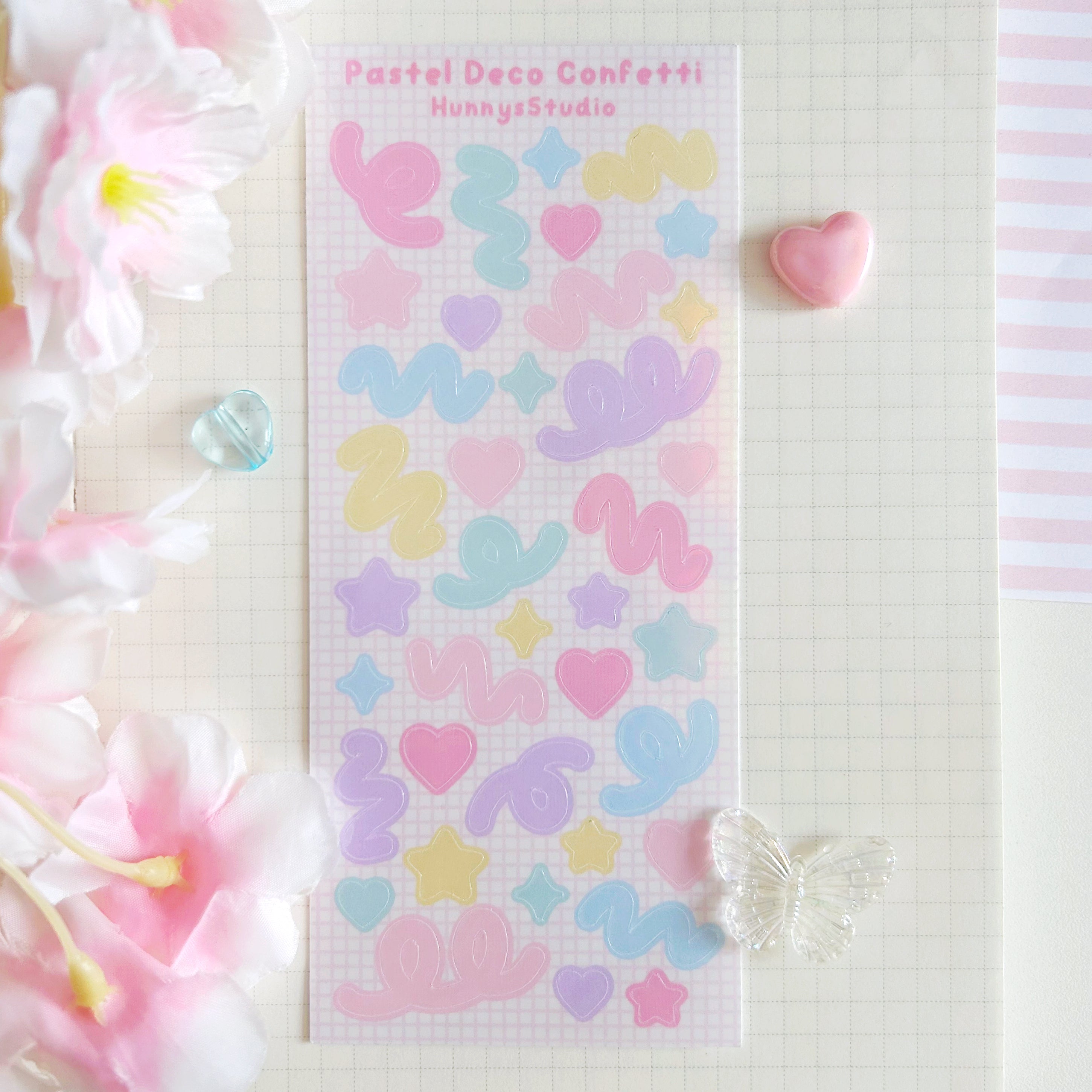 Pastel Deco Confetti vinyl holographic sticker sheet