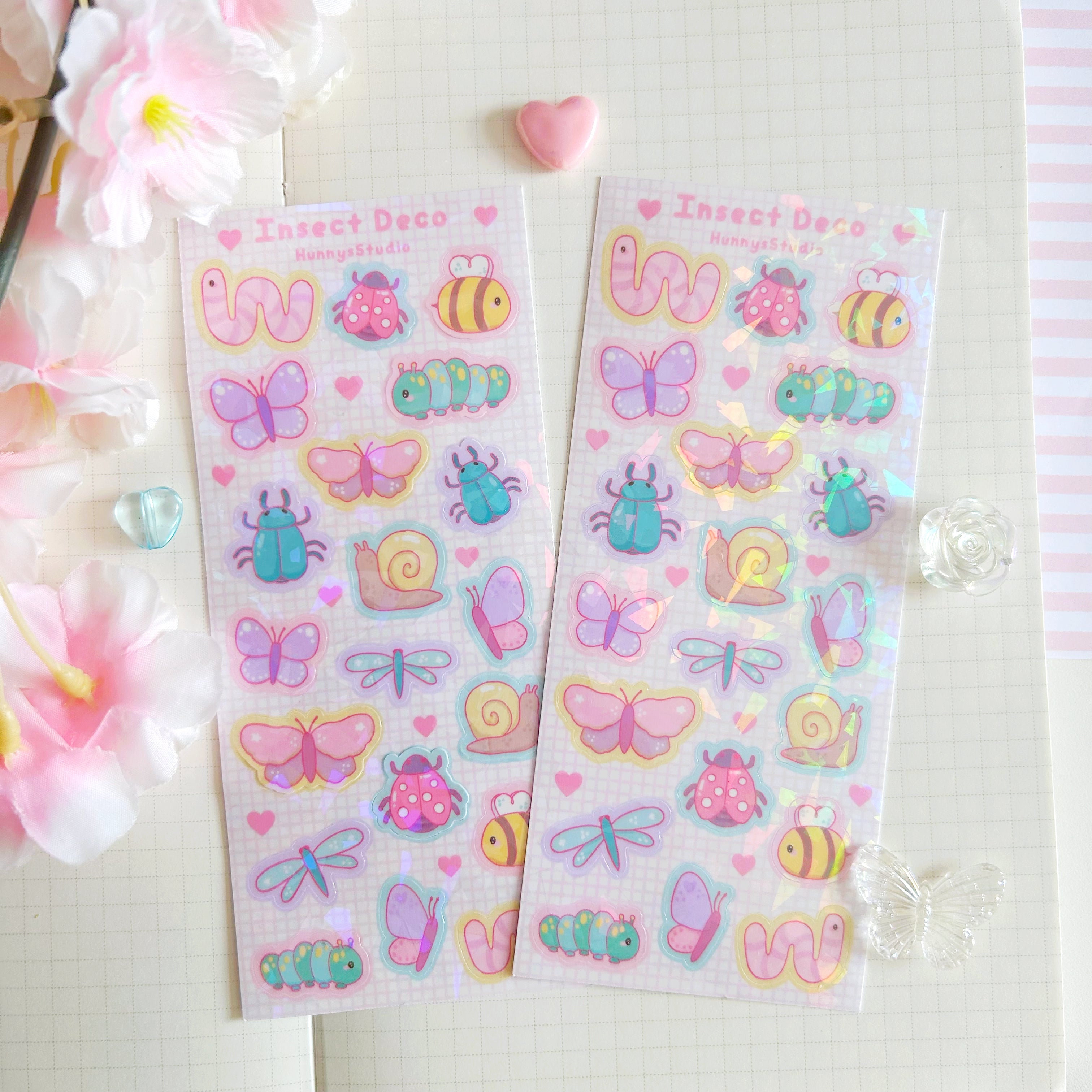 Insect Deco vinyl holographic sticker sheet