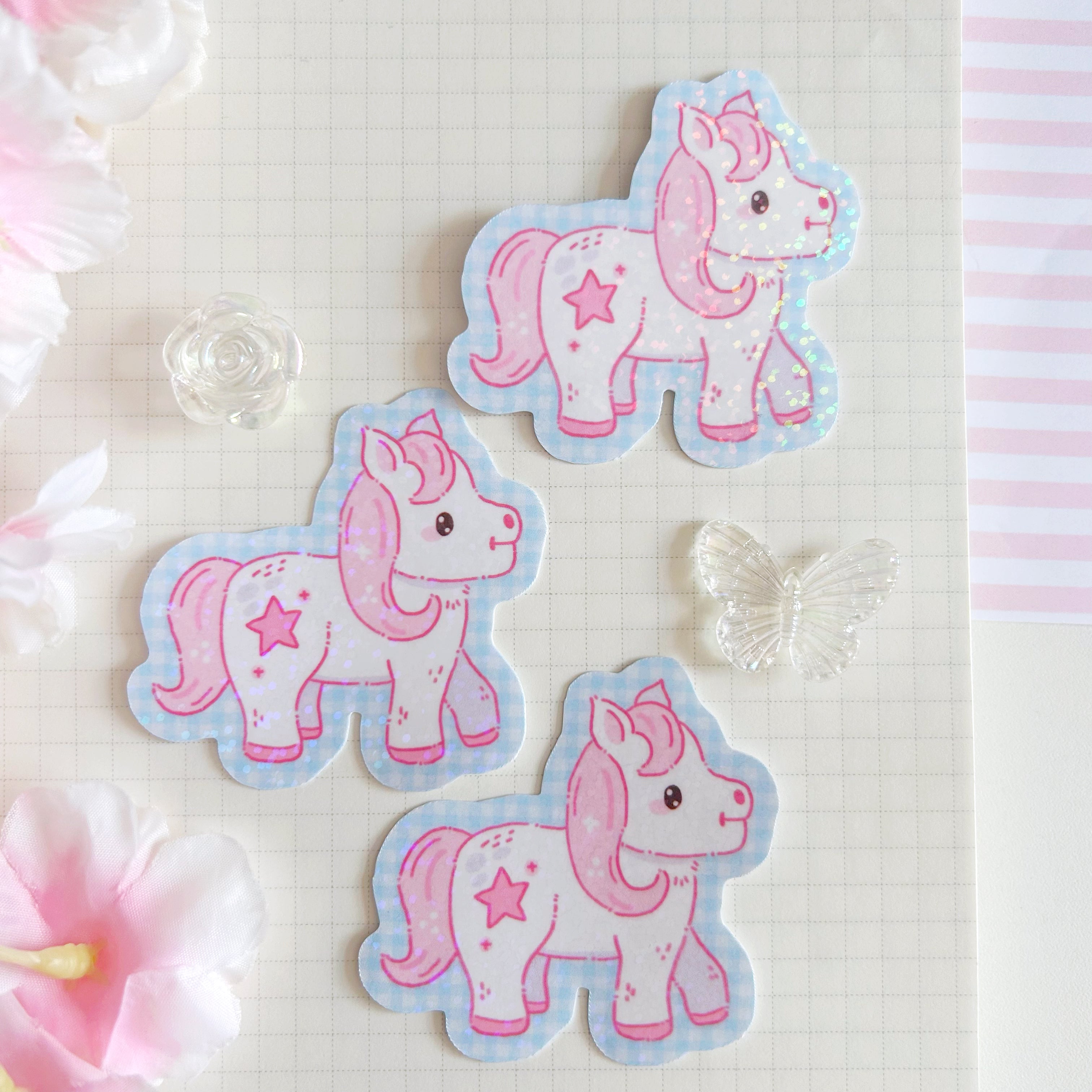 Pony die cut vinyl holographic sticker