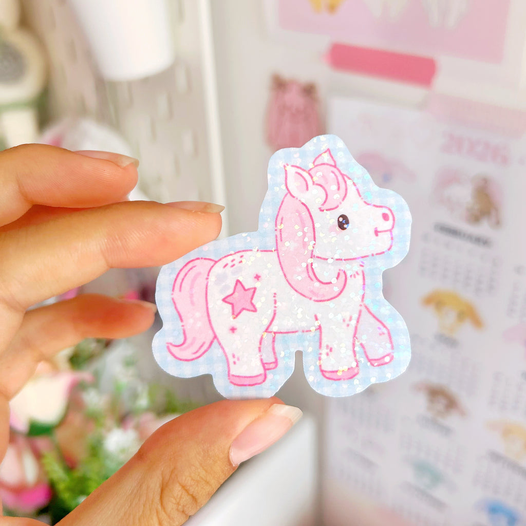 Pony die cut vinyl holographic sticker