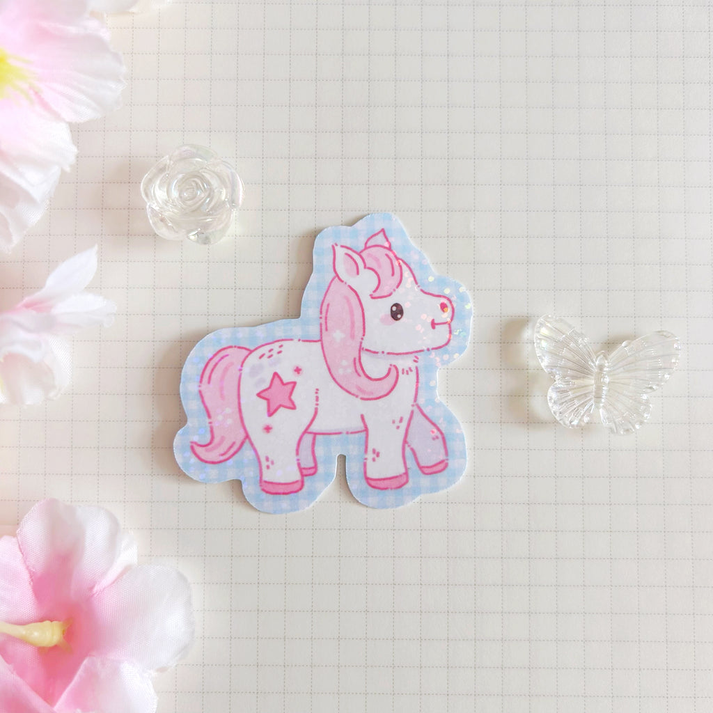 Pony die cut vinyl holographic sticker