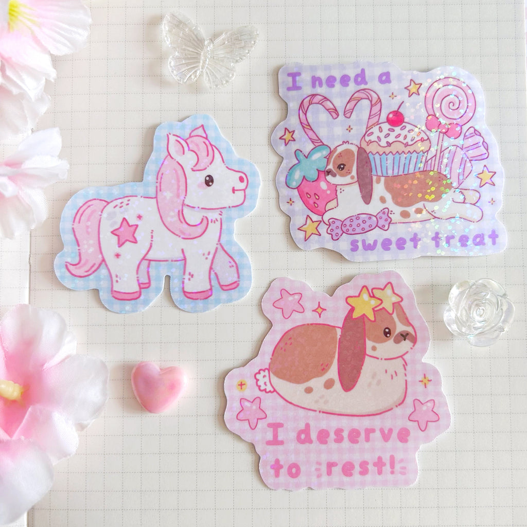 Pony die cut vinyl holographic sticker