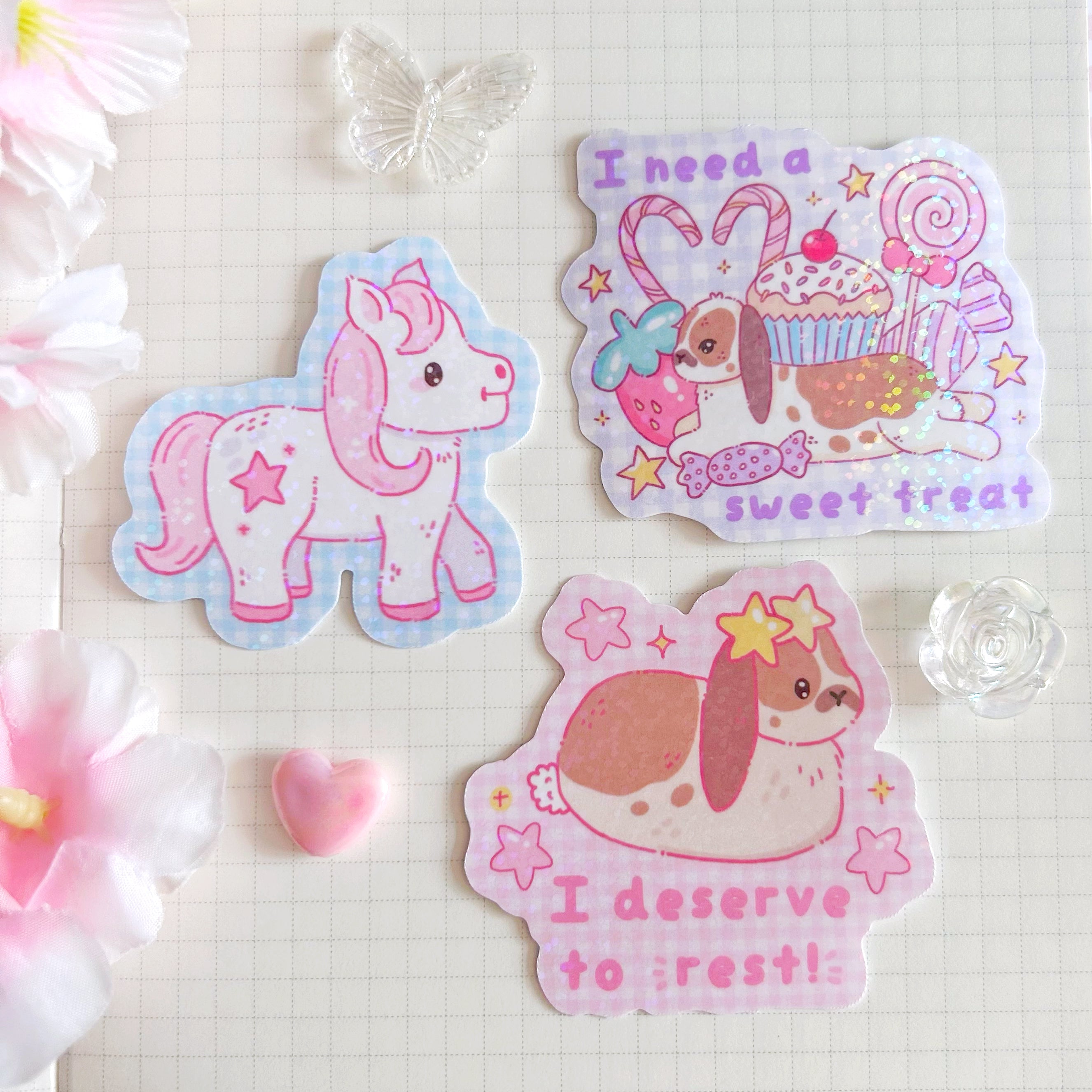 Pony die cut vinyl holographic sticker