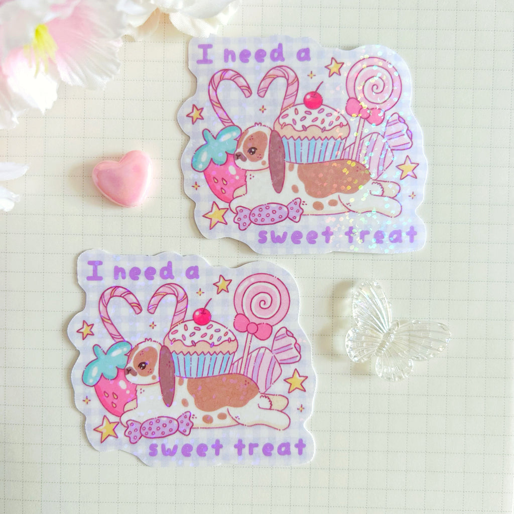 Sweet Treat Bunny die cut vinyl holographic sticker (Copy)