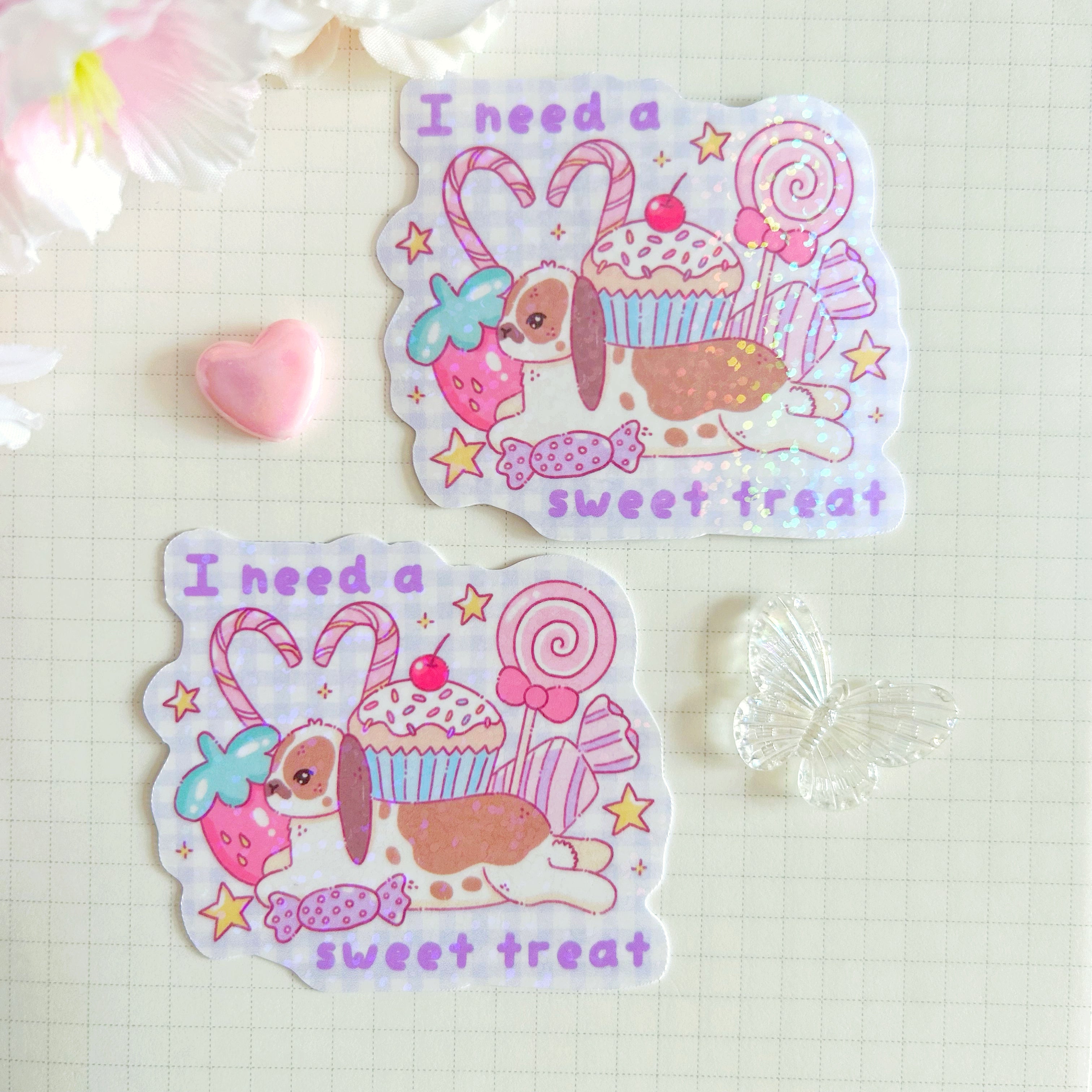 Sweet Treat Bunny die cut vinyl holographic sticker (Copy)