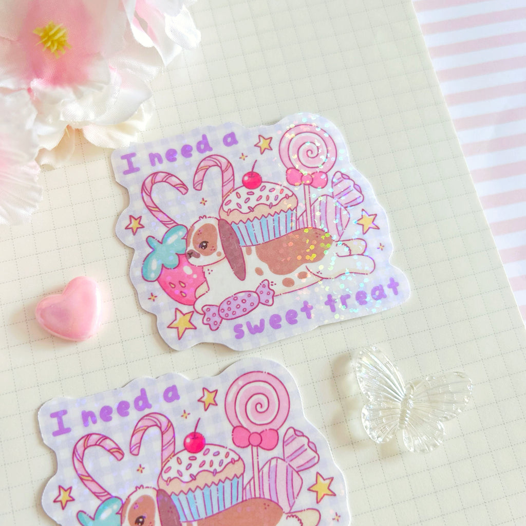 Sweet Treat Bunny die cut vinyl holographic sticker (Copy)