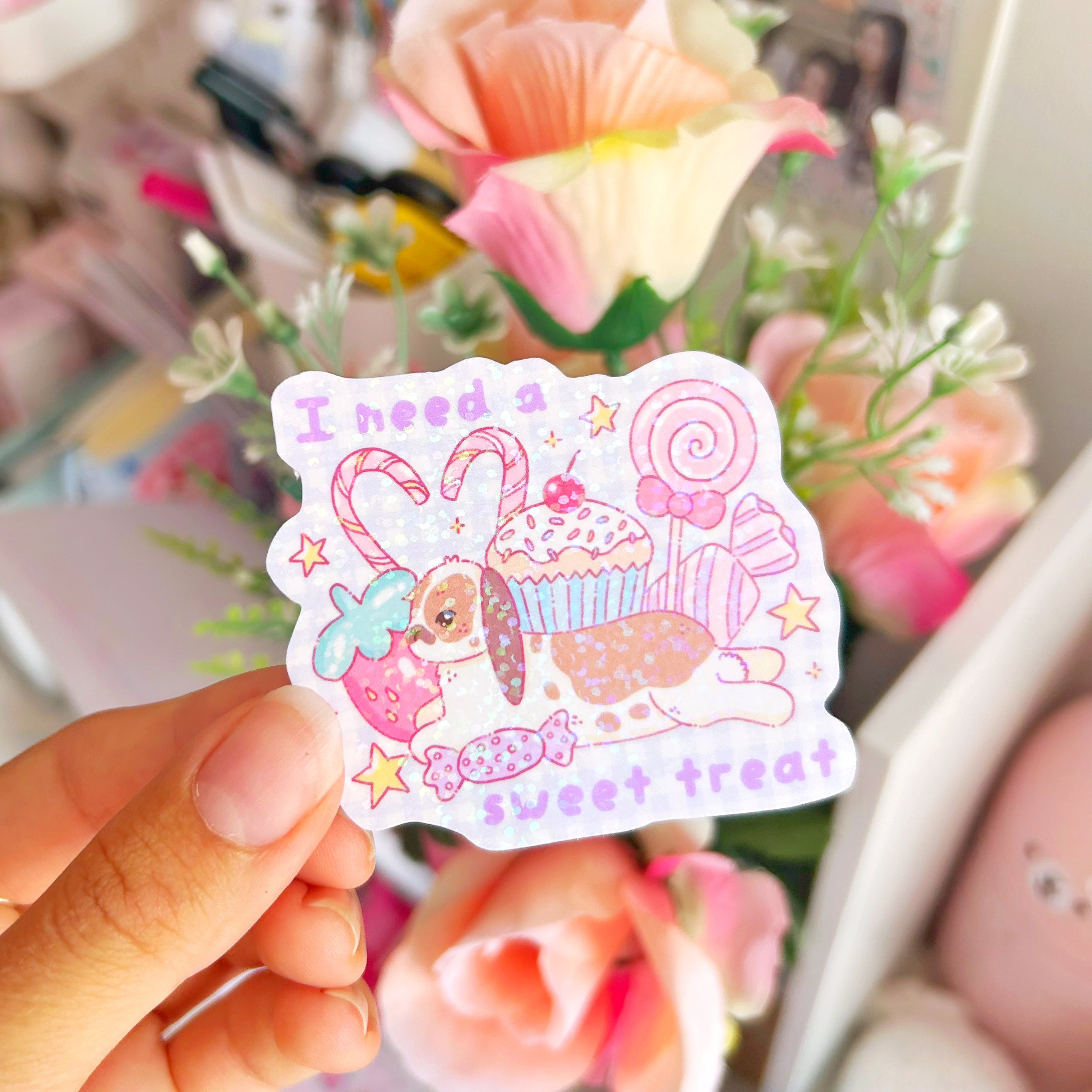 Sweet Treat Bunny die cut vinyl holographic sticker (Copy)
