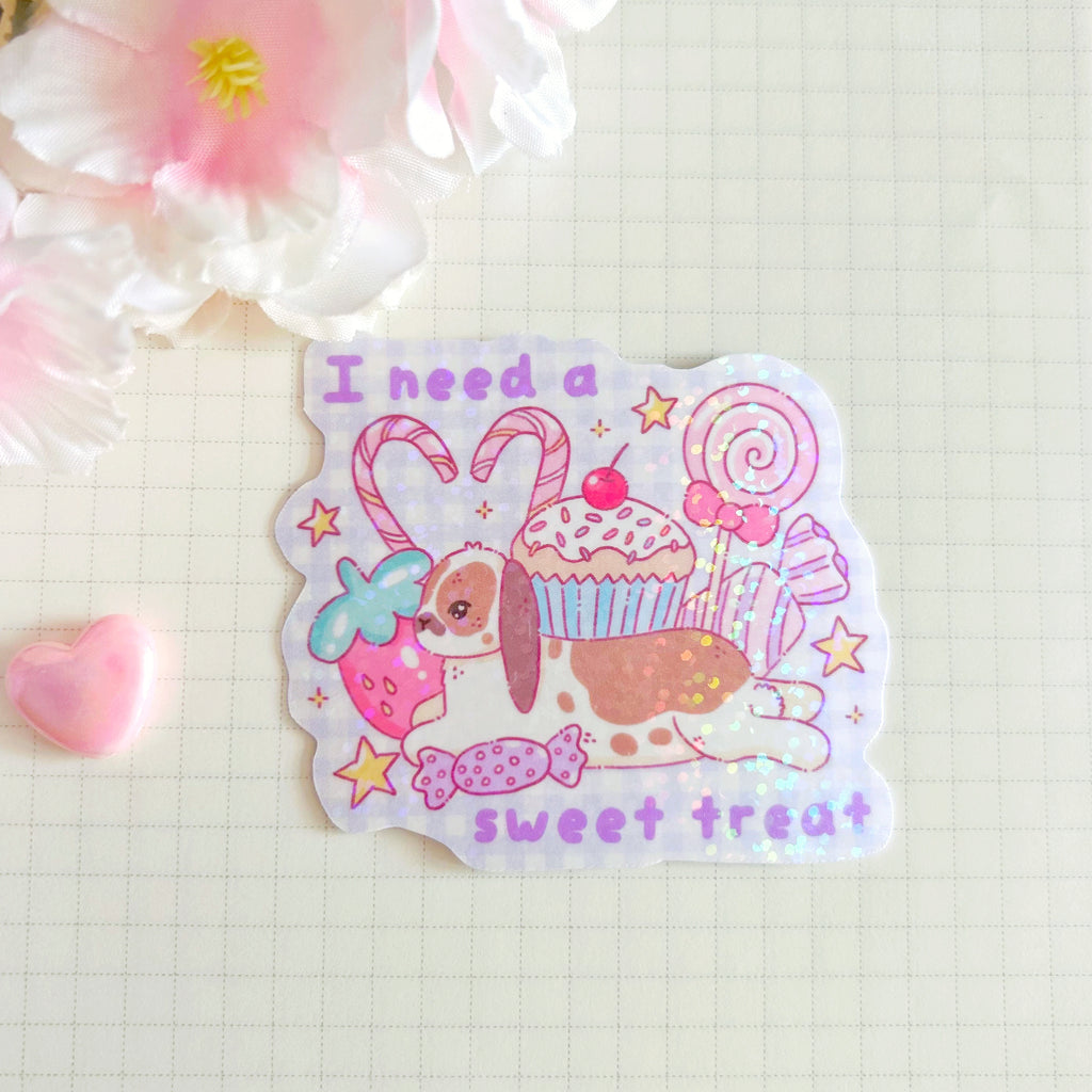 Sweet Treat Bunny die cut vinyl holographic sticker (Copy)