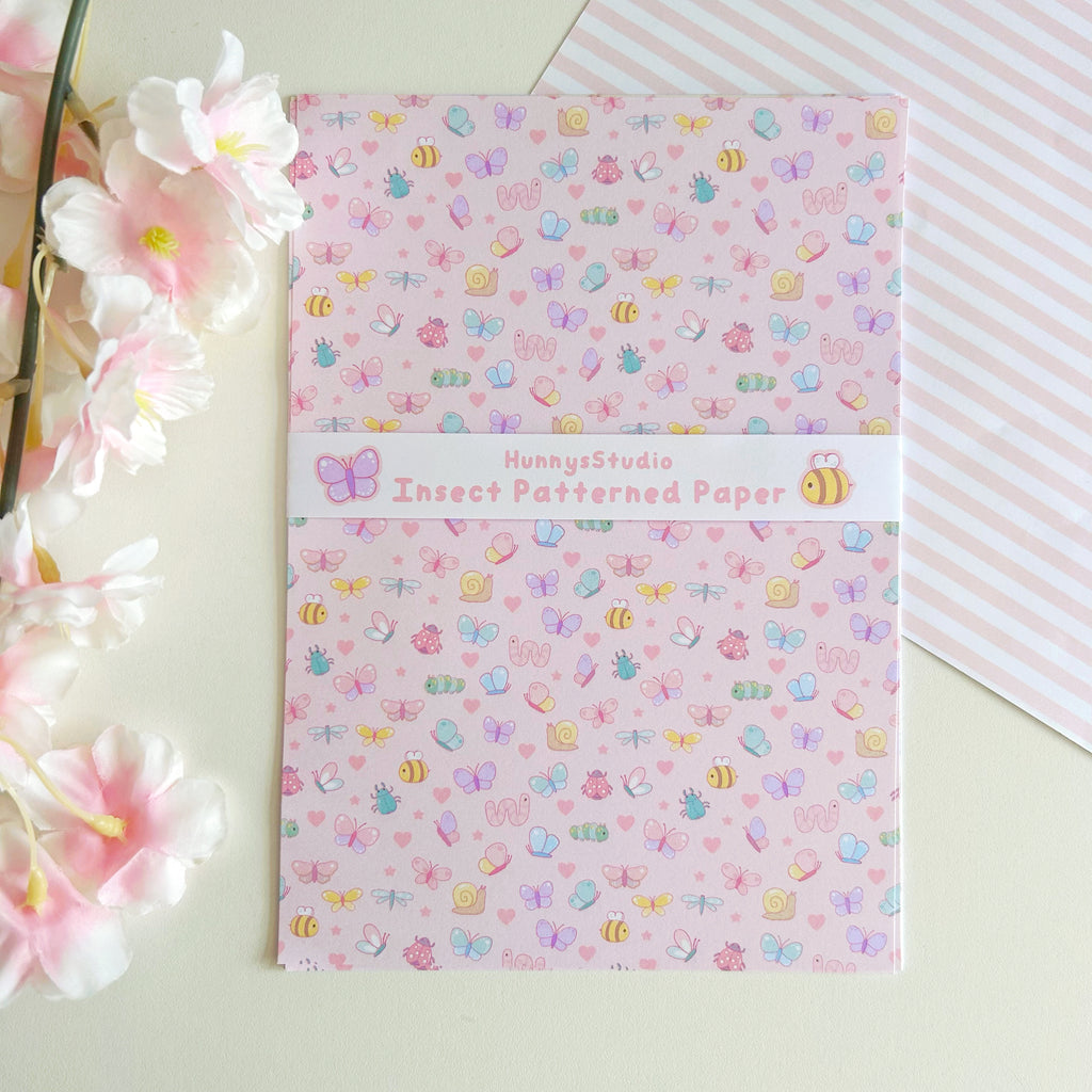 Insect Patterned paper set, A5 set of 8 pages
