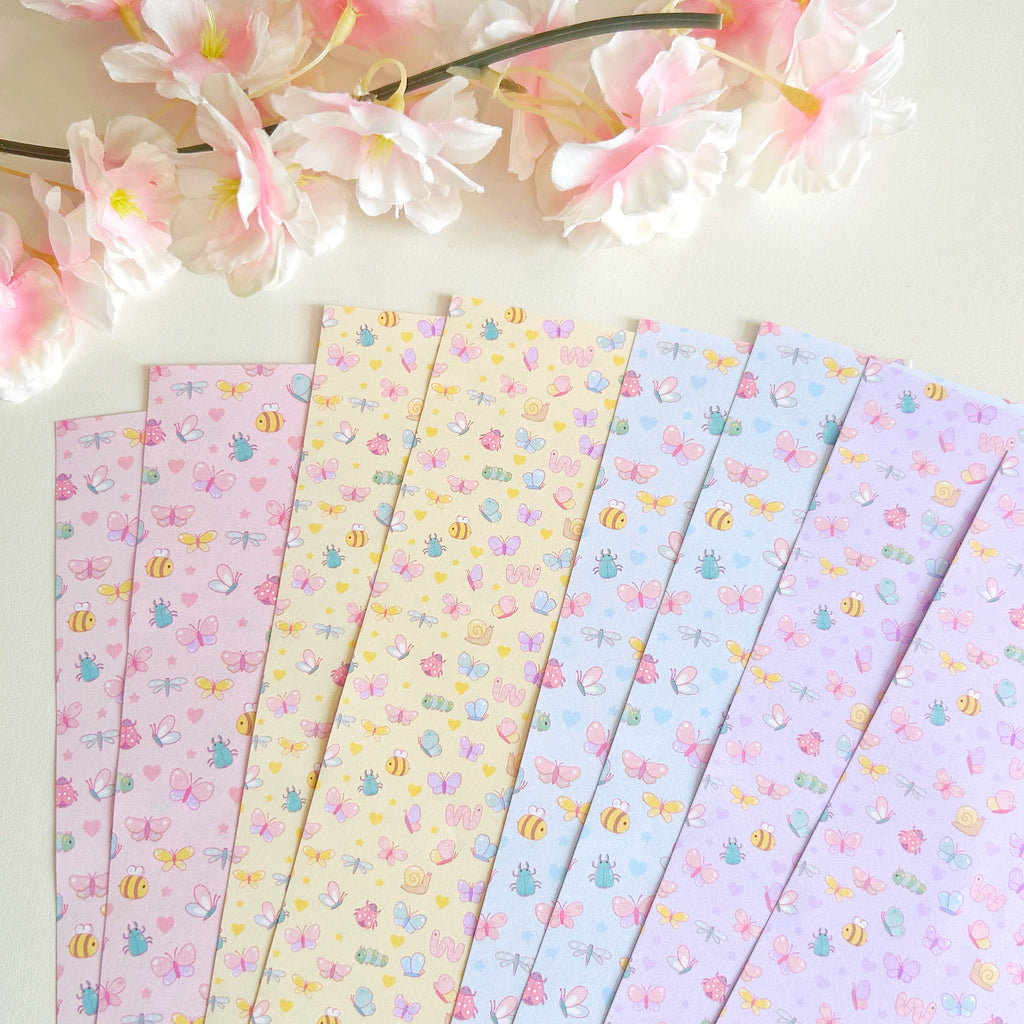 Insect Patterned paper set, A5 set of 8 pages