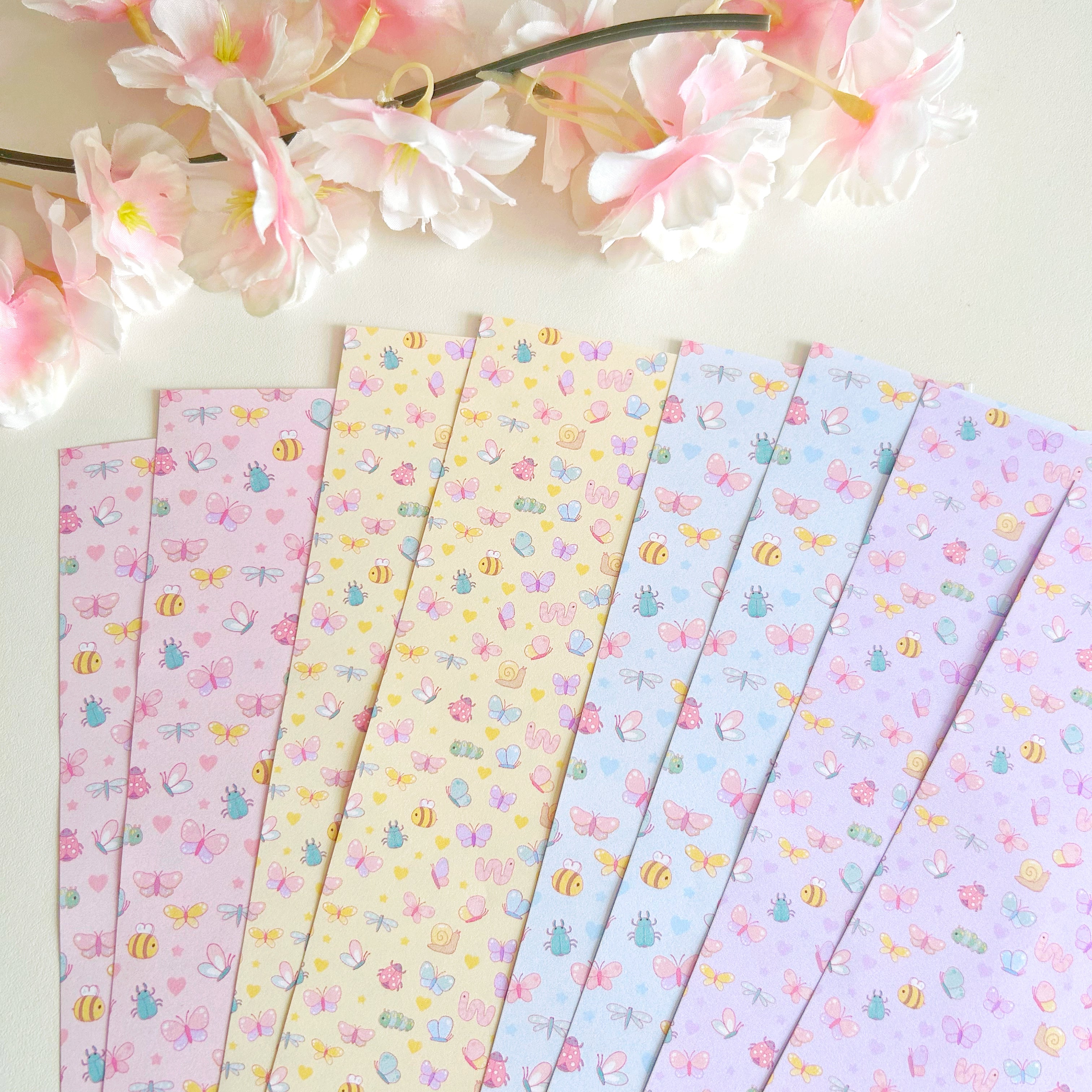 Insect Patterned paper set, A5 set of 8 pages