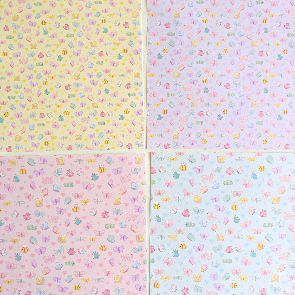 Insect Patterned paper set, A5 set of 8 pages