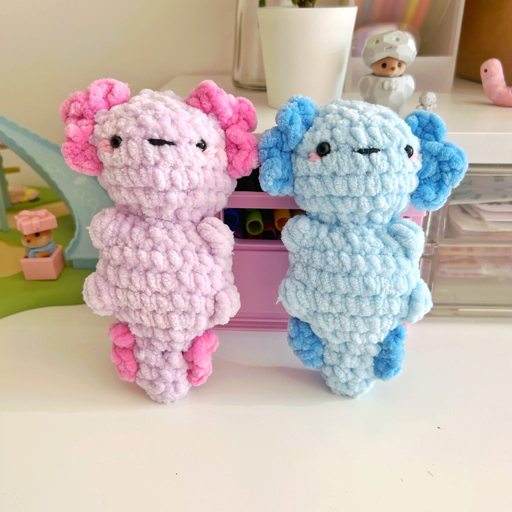 Crochet axolotl, handmade crochet plushies