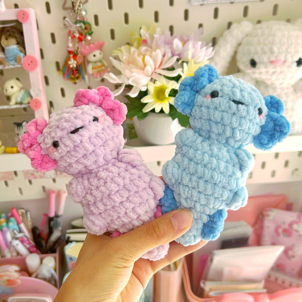 Crochet axolotl, handmade crochet plushies