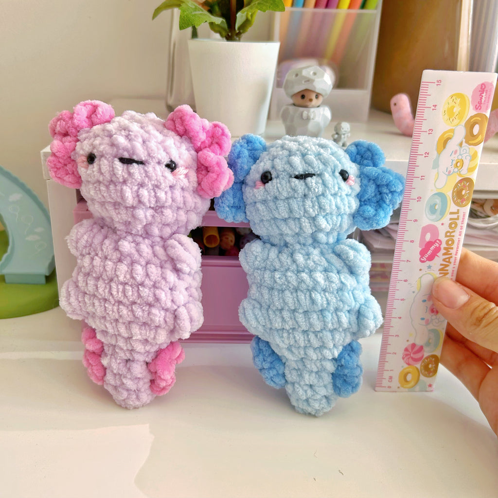 Crochet axolotl, handmade crochet plushies