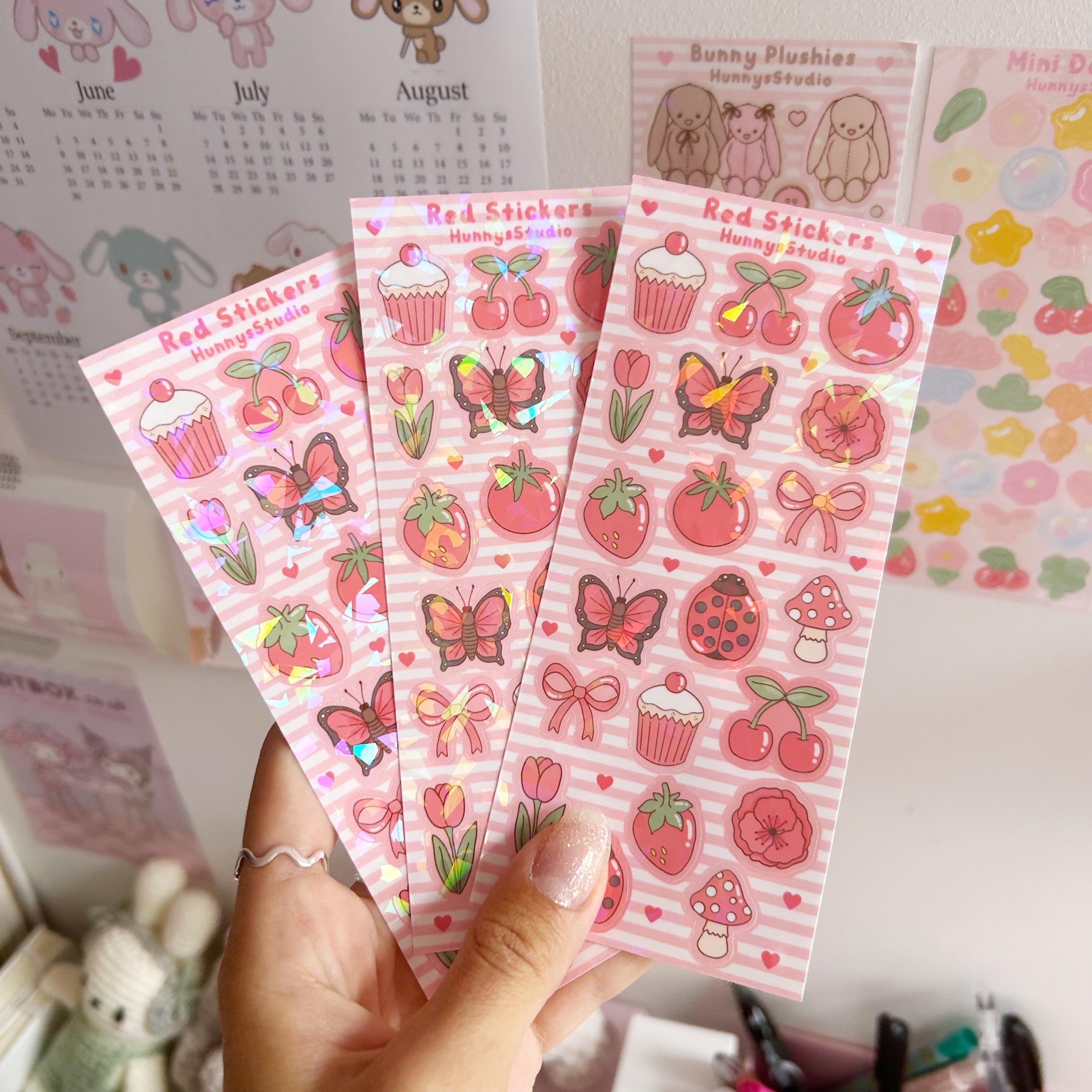 Red stickers vinyl holographic sticker sheet