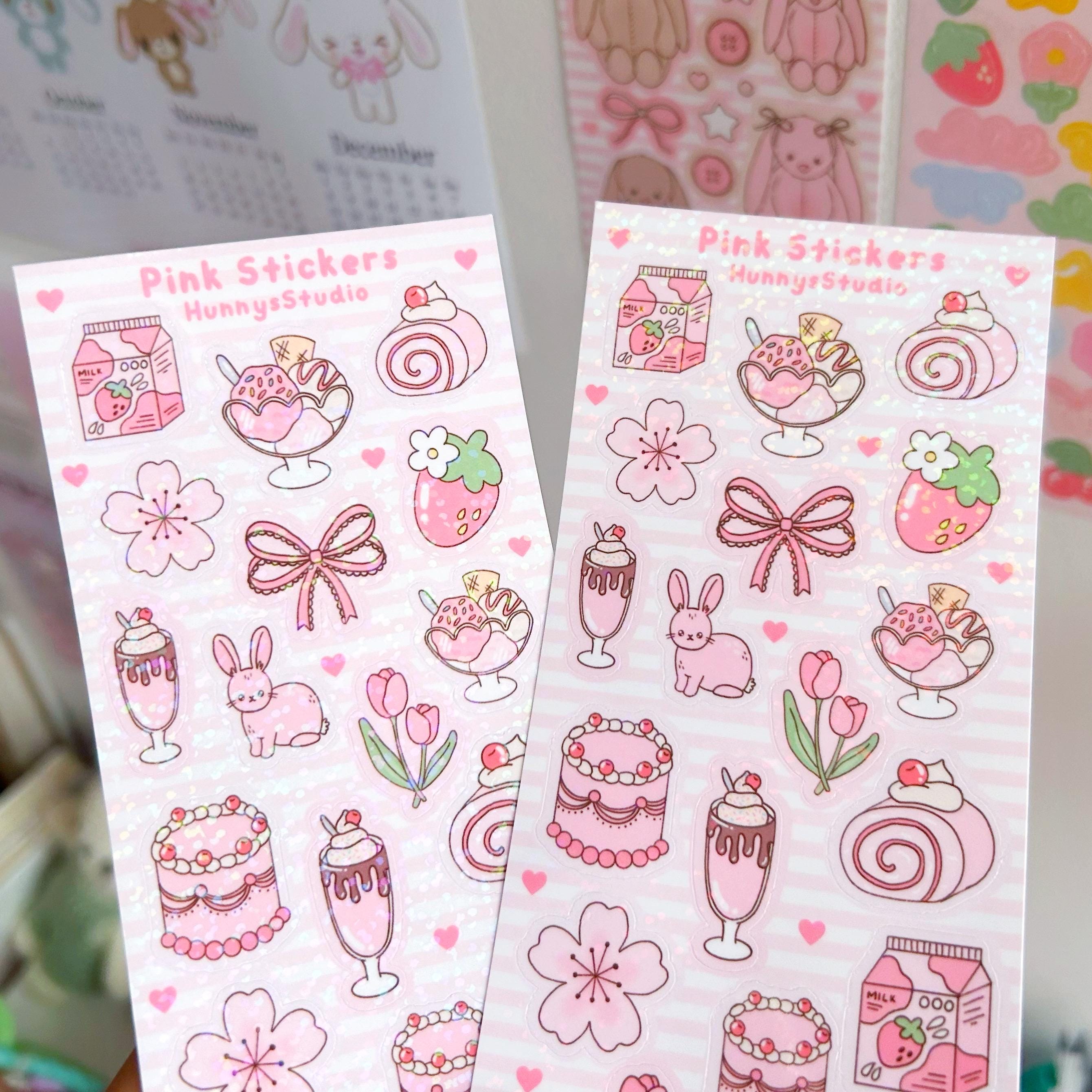 Pink stickers vinyl holographic sticker sheet