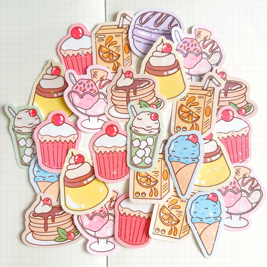 Rainbow snacks mystery holographic die cut stickers