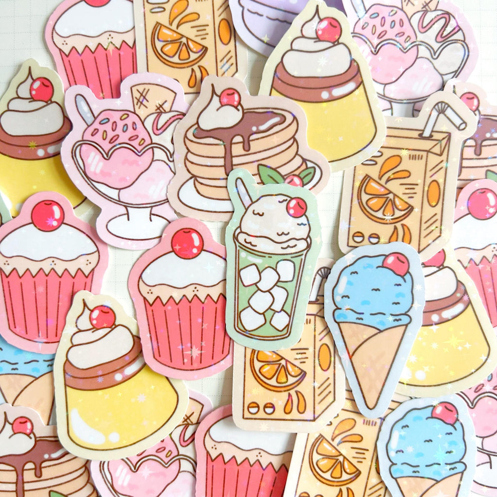 Rainbow snacks mystery holographic die cut stickers