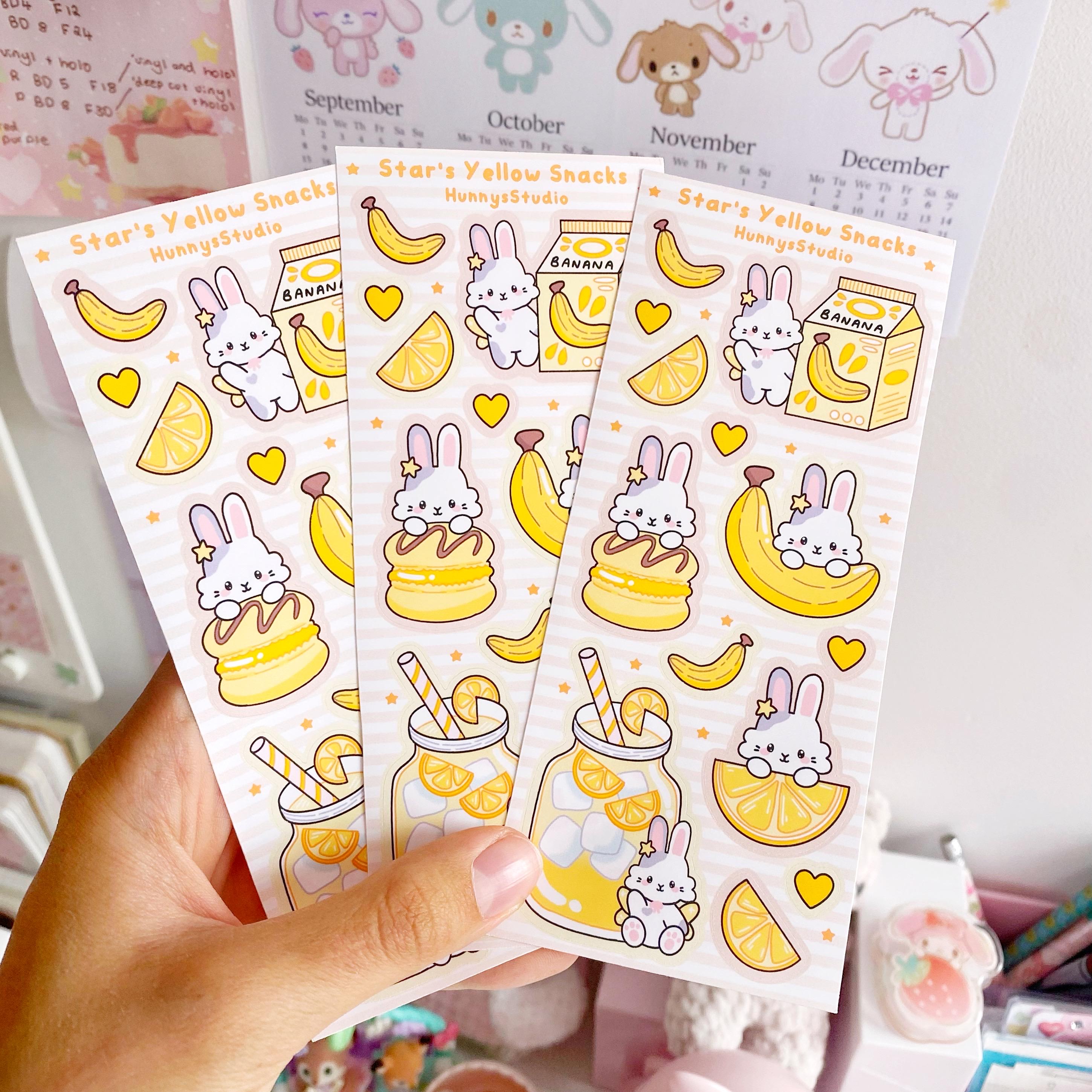Star’s yellow snacks vinyl sticker sheet