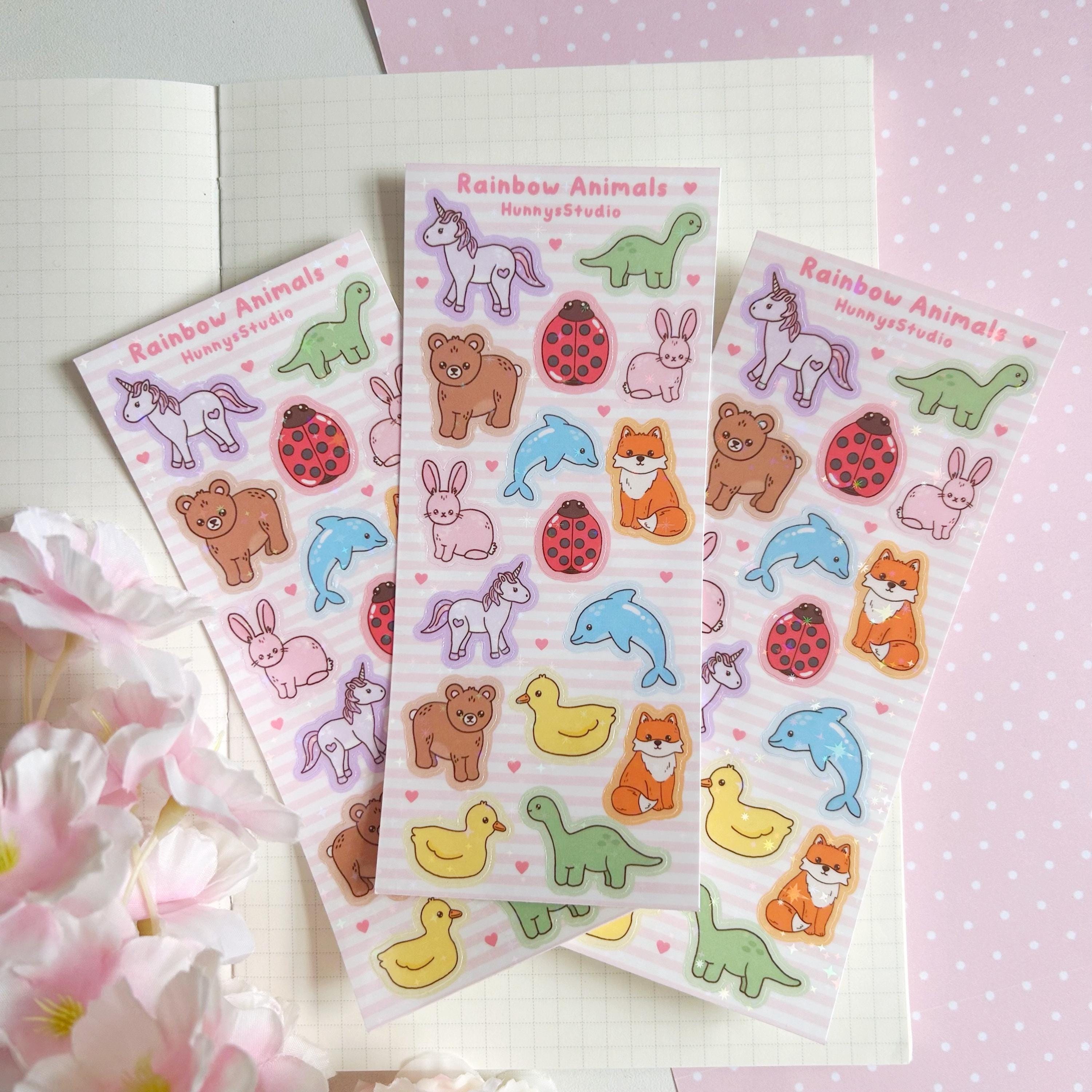 Rainbow Animals vinyl holographic sticker sheet