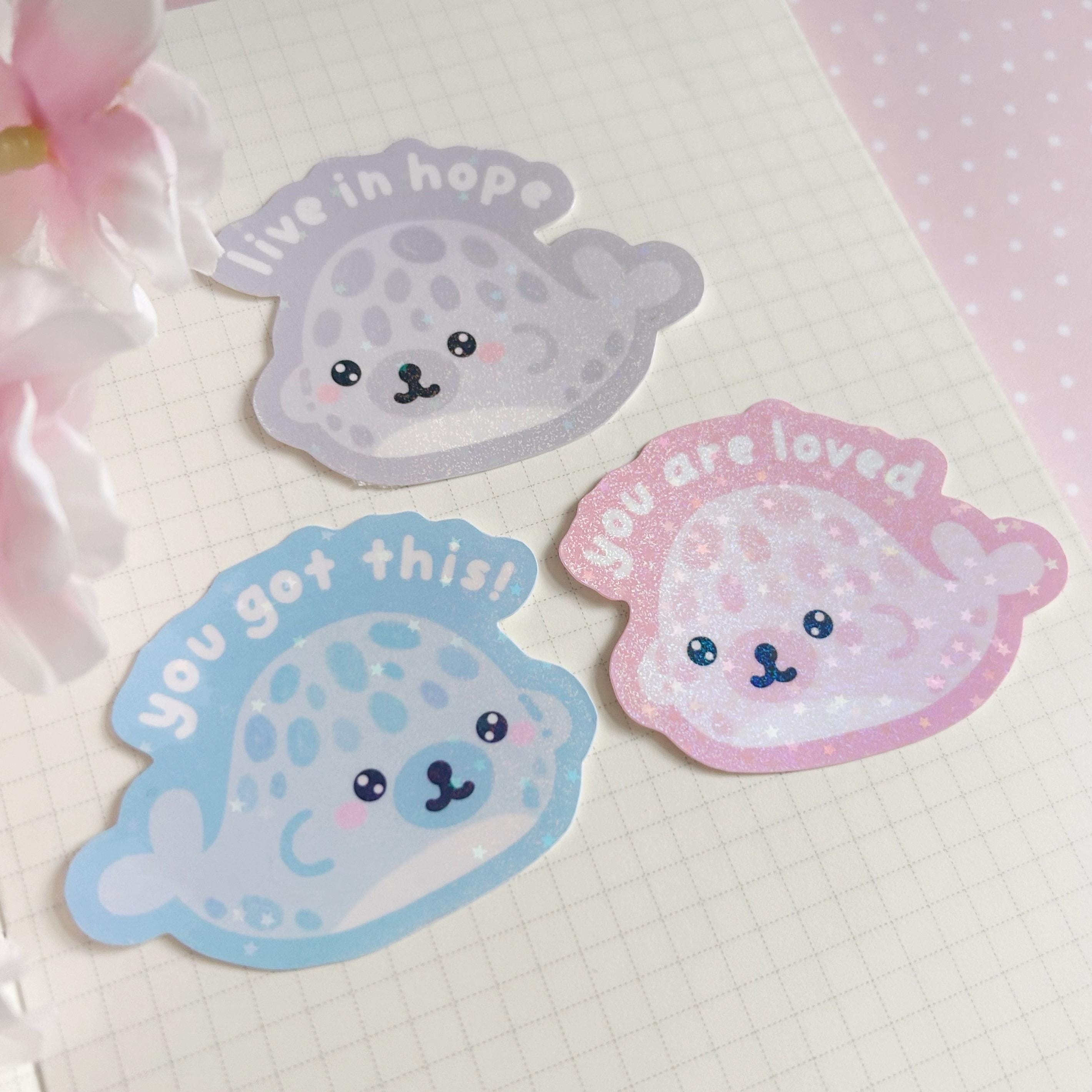 Seals with quotes holographic vinyl die cut stickers