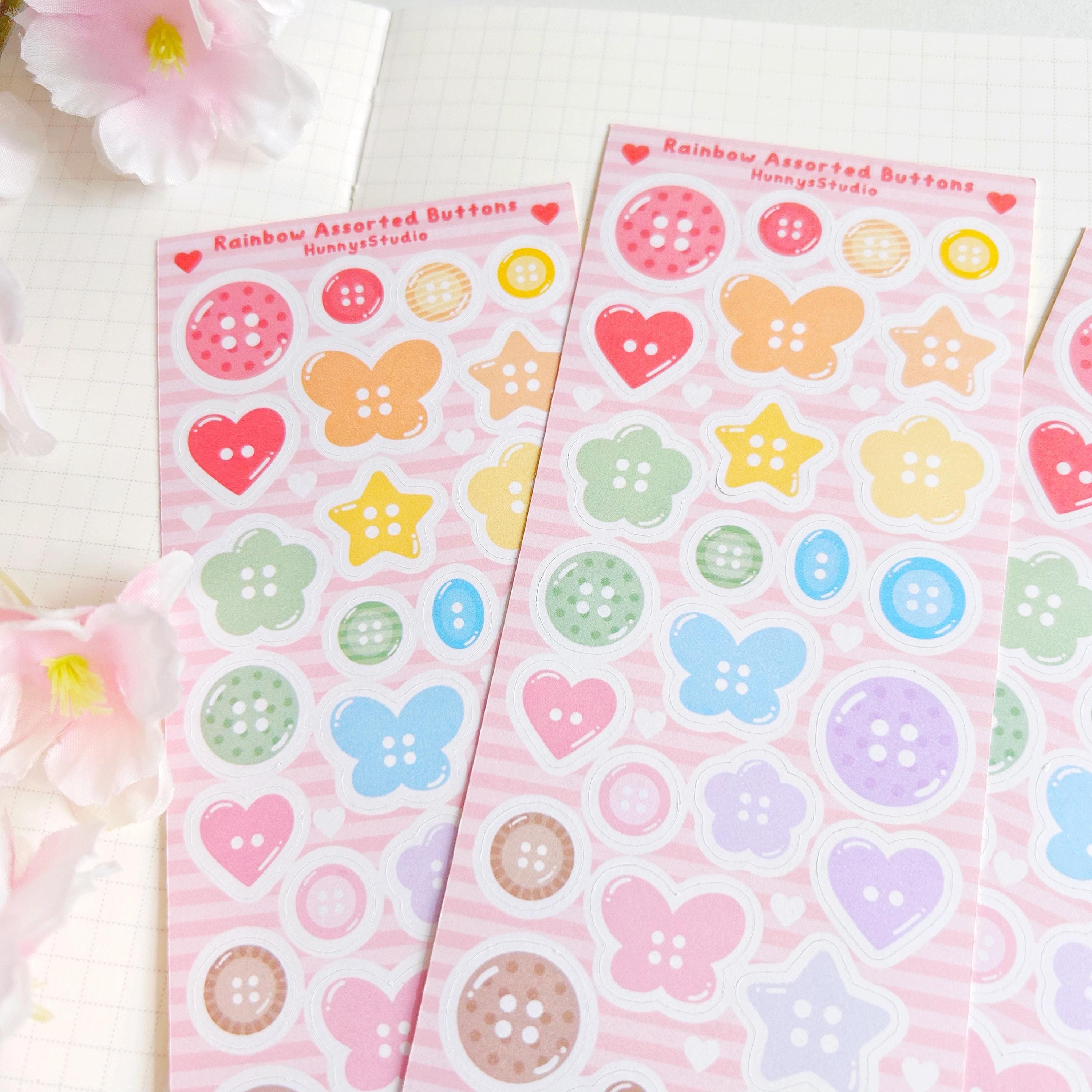 Assorted Rainbow buttons matte sticker sheet