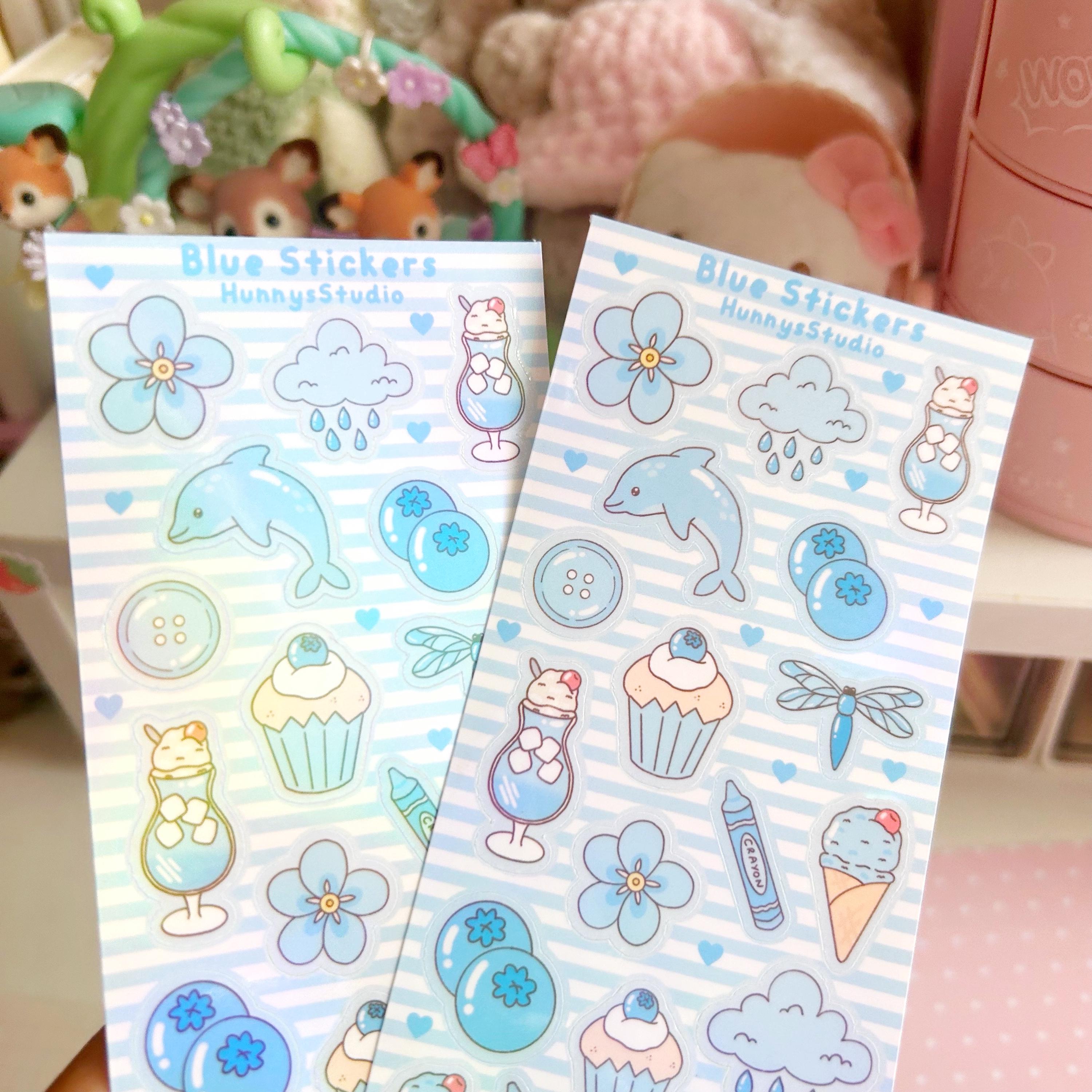 Blue stickers vinyl holographic sticker sheet