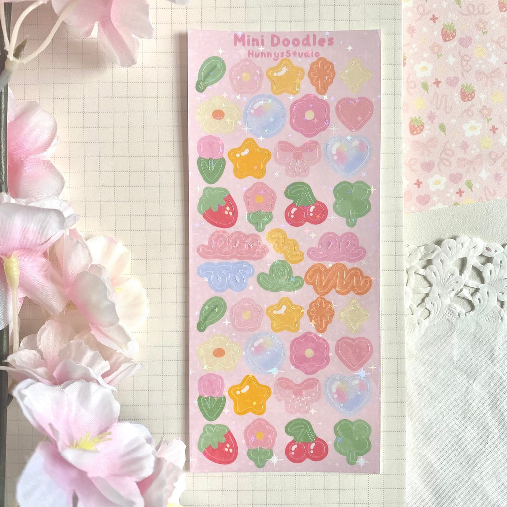 Mini doodle holographic vinyl sticker sheet