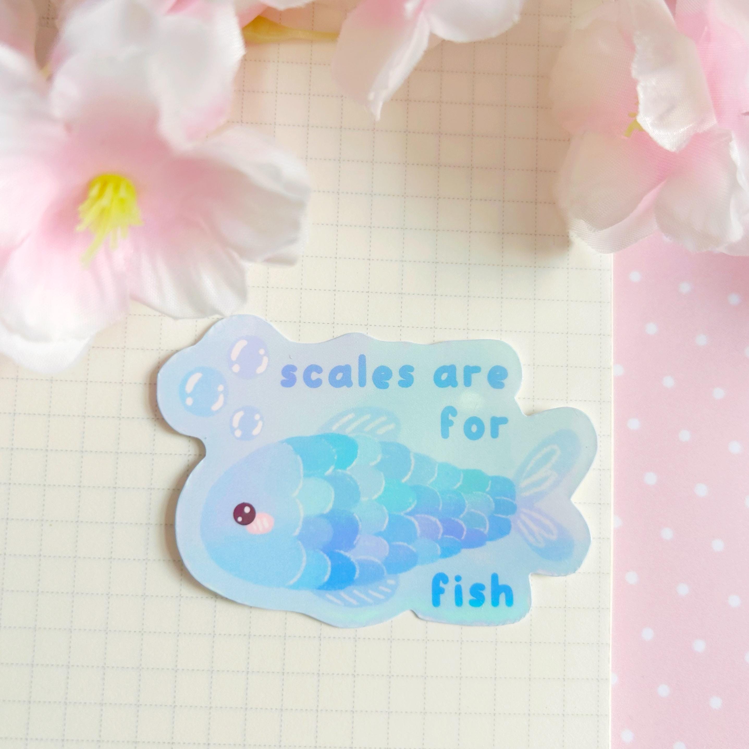scales are for fish die cut vinyl holographic sticker